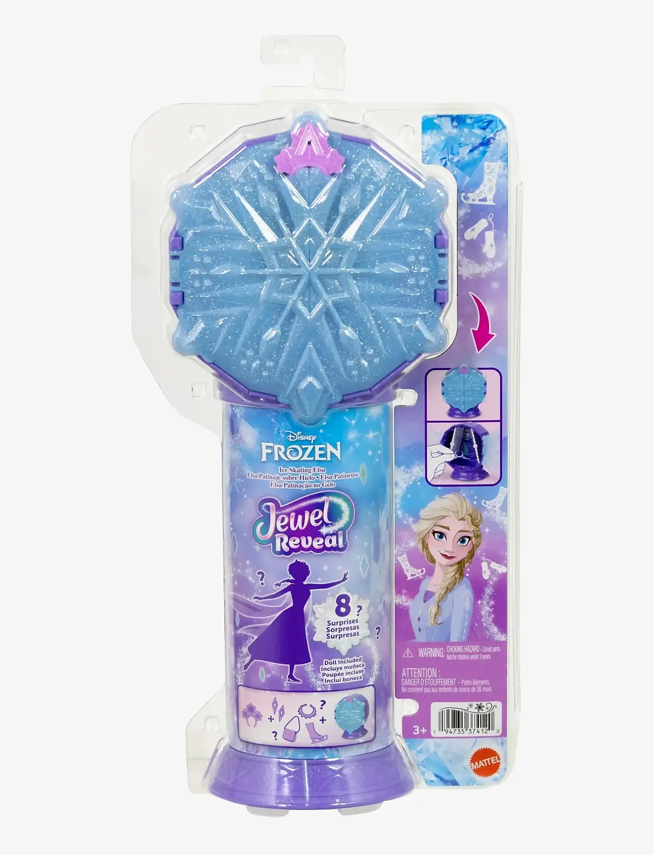 Frost - Disney Frozen Jewel Reveal Ice Skating Elsa Fashion Doll with 8 Surprises Including Gem Box & Accy - dukker - multi color - 5