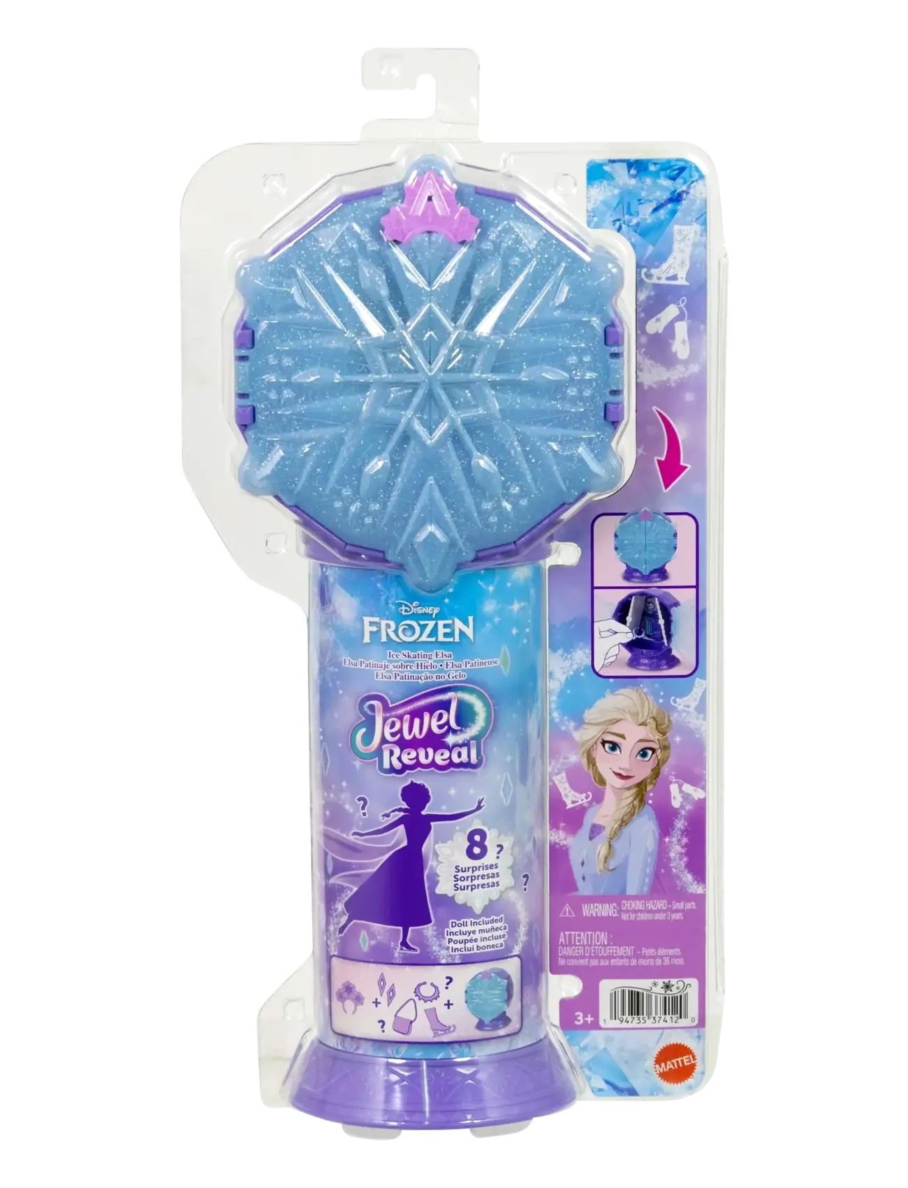 „Frozen“ - Disney Frozen Jewel Reveal Ice Skating Elsa Fashion Doll with 8 Surprises Including Gem Box & Accy - lėlės - multi color - 5