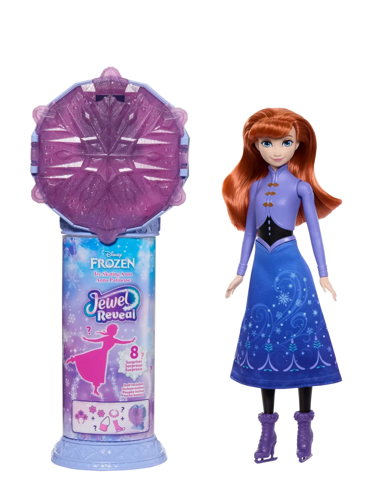 Die Eiskönigin - Disney Frozen Jewel Reveal Ice Skating Anna Fashion Doll with 8 Surprises Including Gem Box & Accy - puppen - multicolor - 2