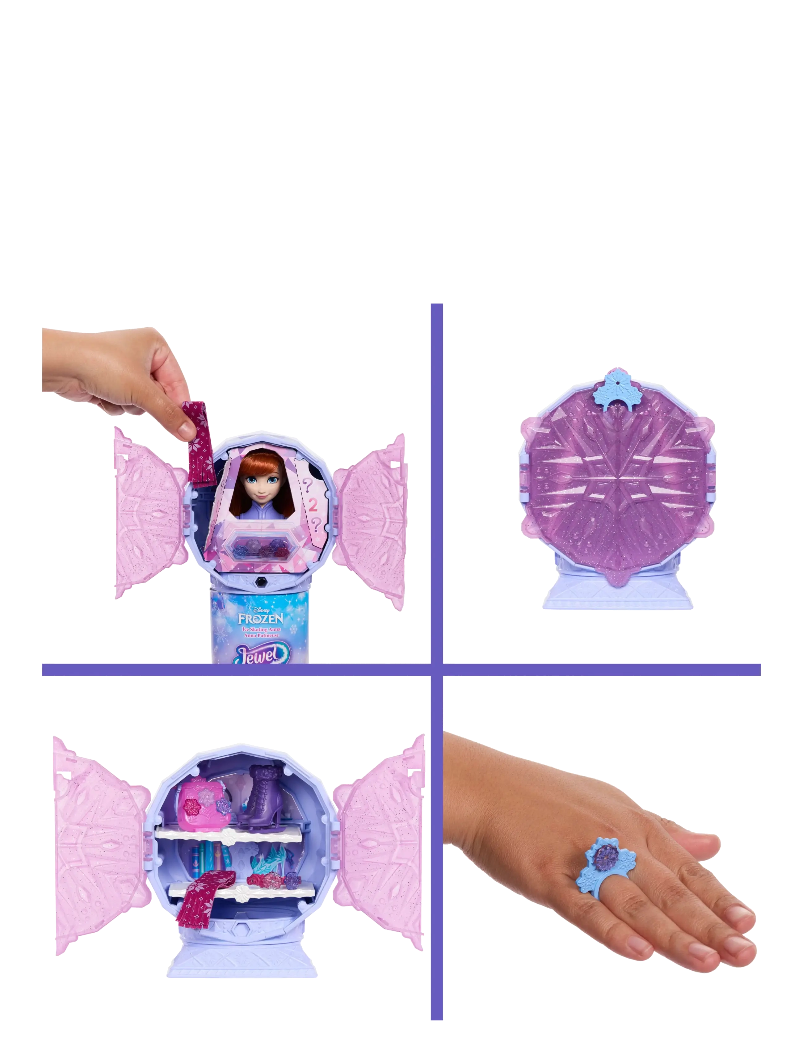 Die Eiskönigin - Disney Frozen Jewel Reveal Ice Skating Anna Fashion Doll with 8 Surprises Including Gem Box & Accy - puppen - multicolor - 5