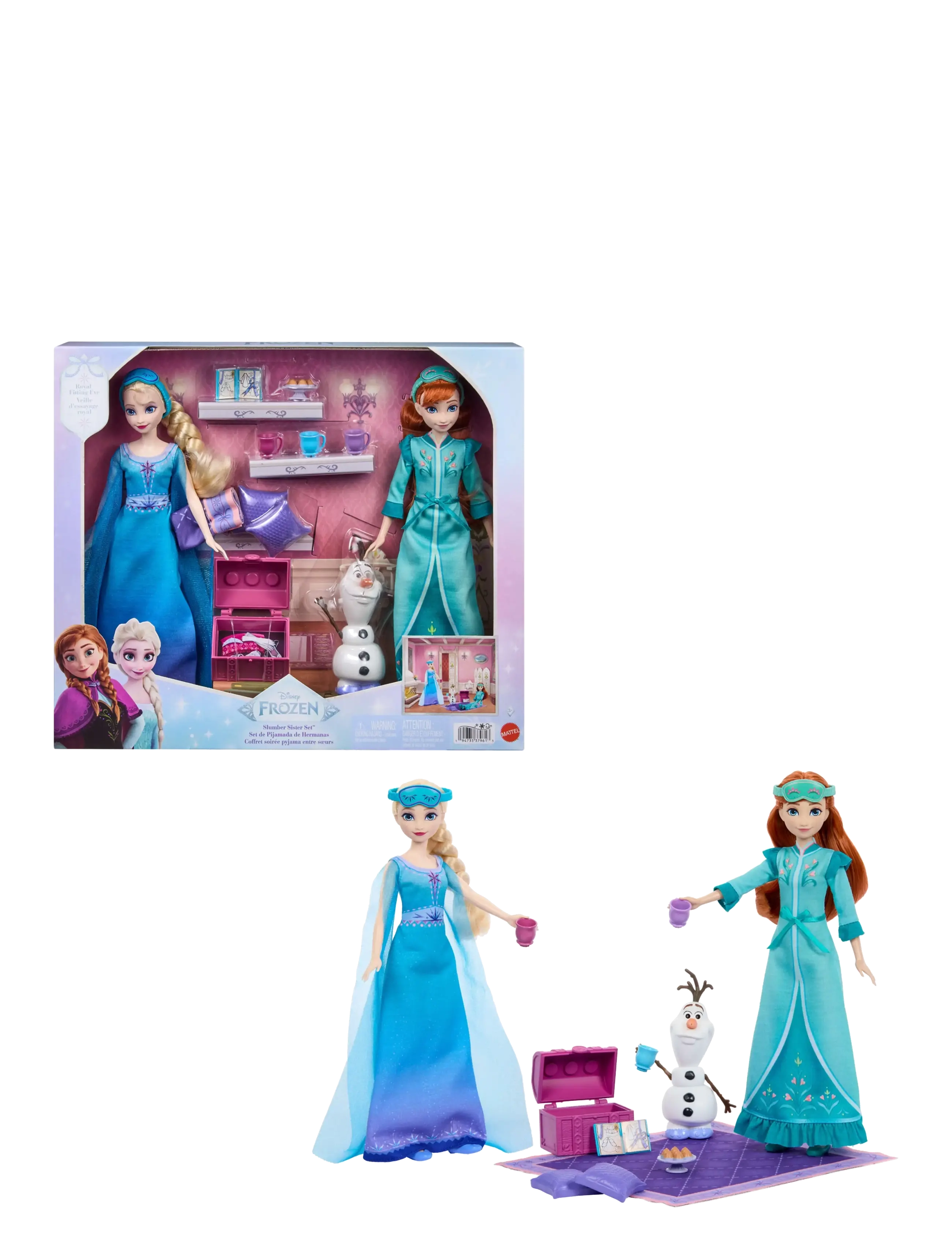 Die Eiskönigin Disney Frozen Slumber Sister Set with Anna & Elsa Fashion Dolls, Olaf & 14 Accessories - Spielsets & Actionfiguren - MULTICOLOR / blue