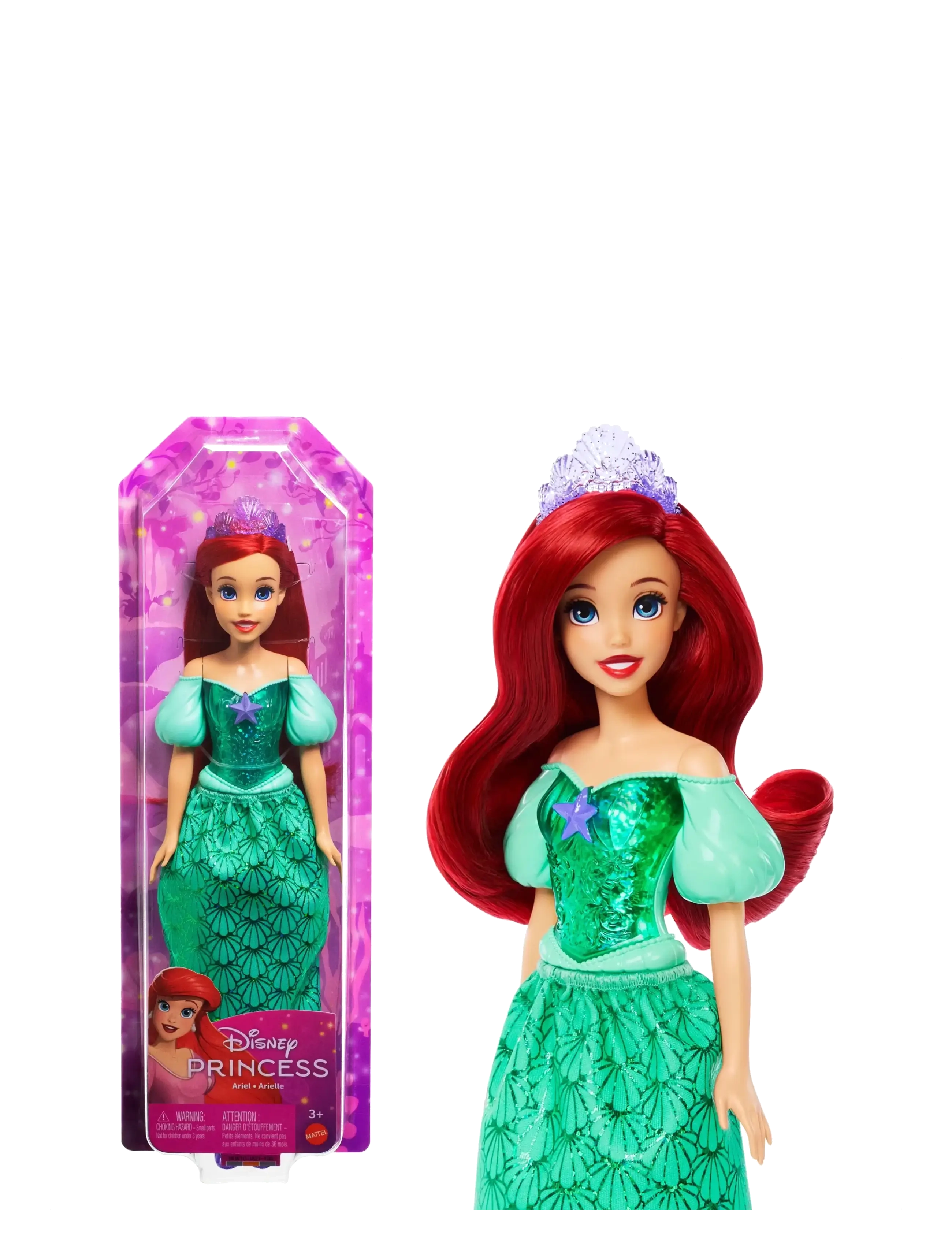 Disney Princess Ariel Doll With Sparkling Fashion & Accessories, Inspired By The Little Mermaid, Børn, Dolls, Rød, Str: ONE SIZE