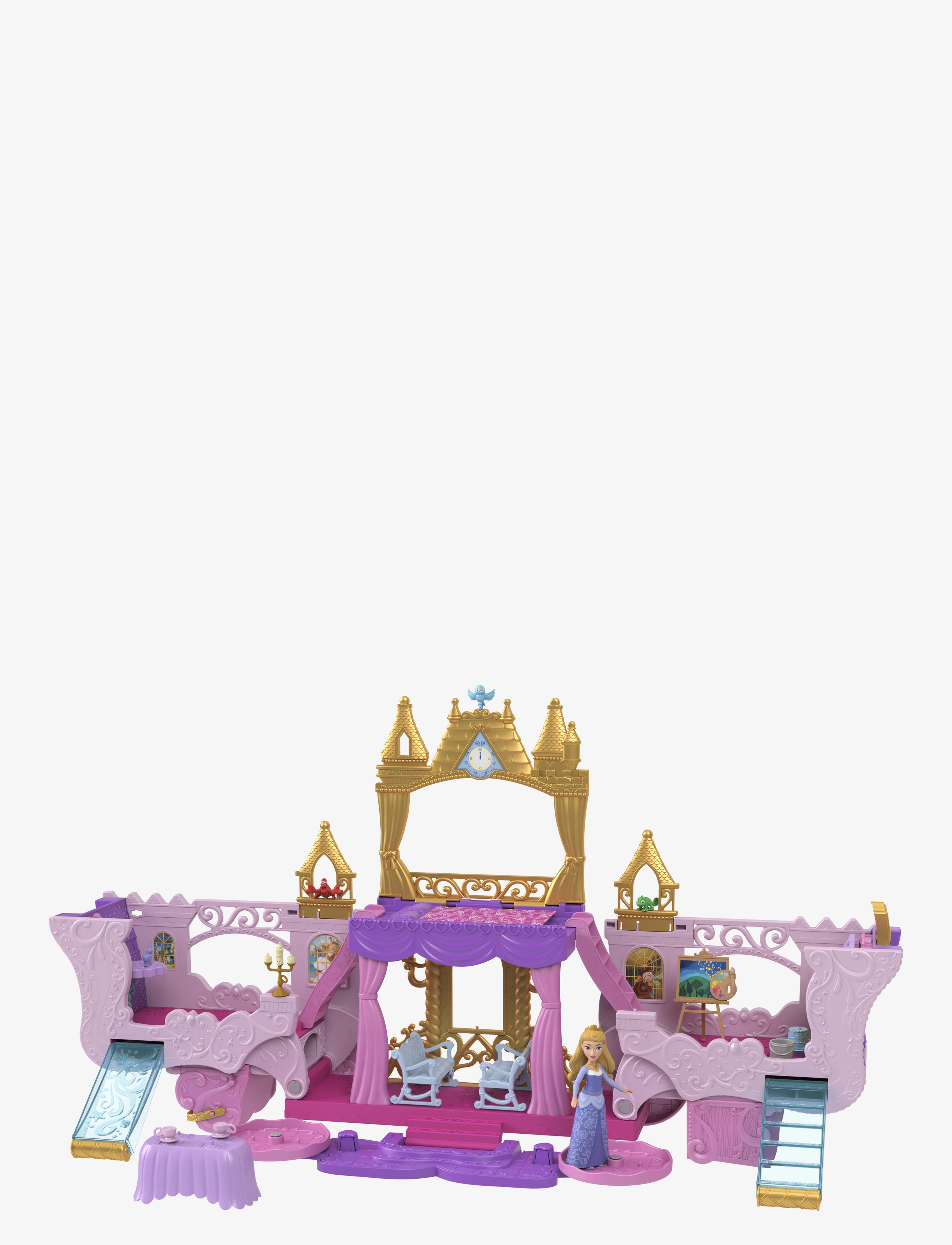 Disney Princess Disney Princess Carriage to Castle Transforming Playset with Aurora Small Doll, 4 Figures & 3 Levels - Legetøj - MULTICOLOR / multi