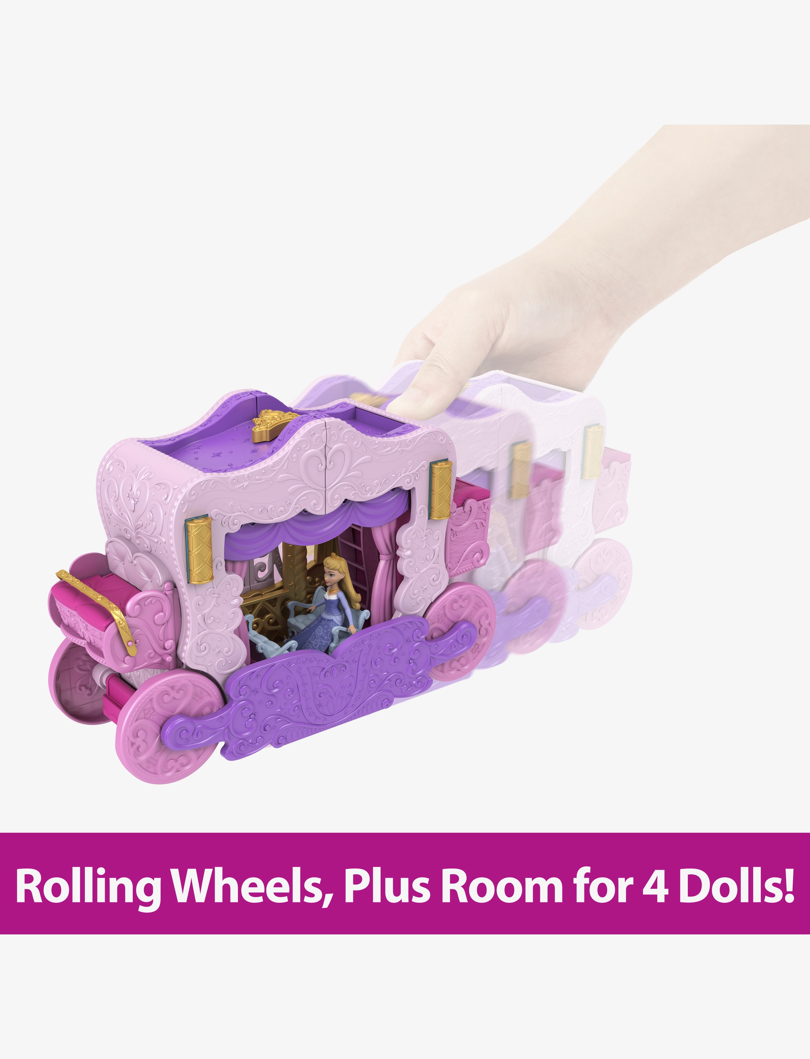 Disney Princess - Disney Princess Carriage to Castle Transforming Playset with Aurora Small Doll, 4 Figures & 3 Levels - presentidéer - multicolor - 2