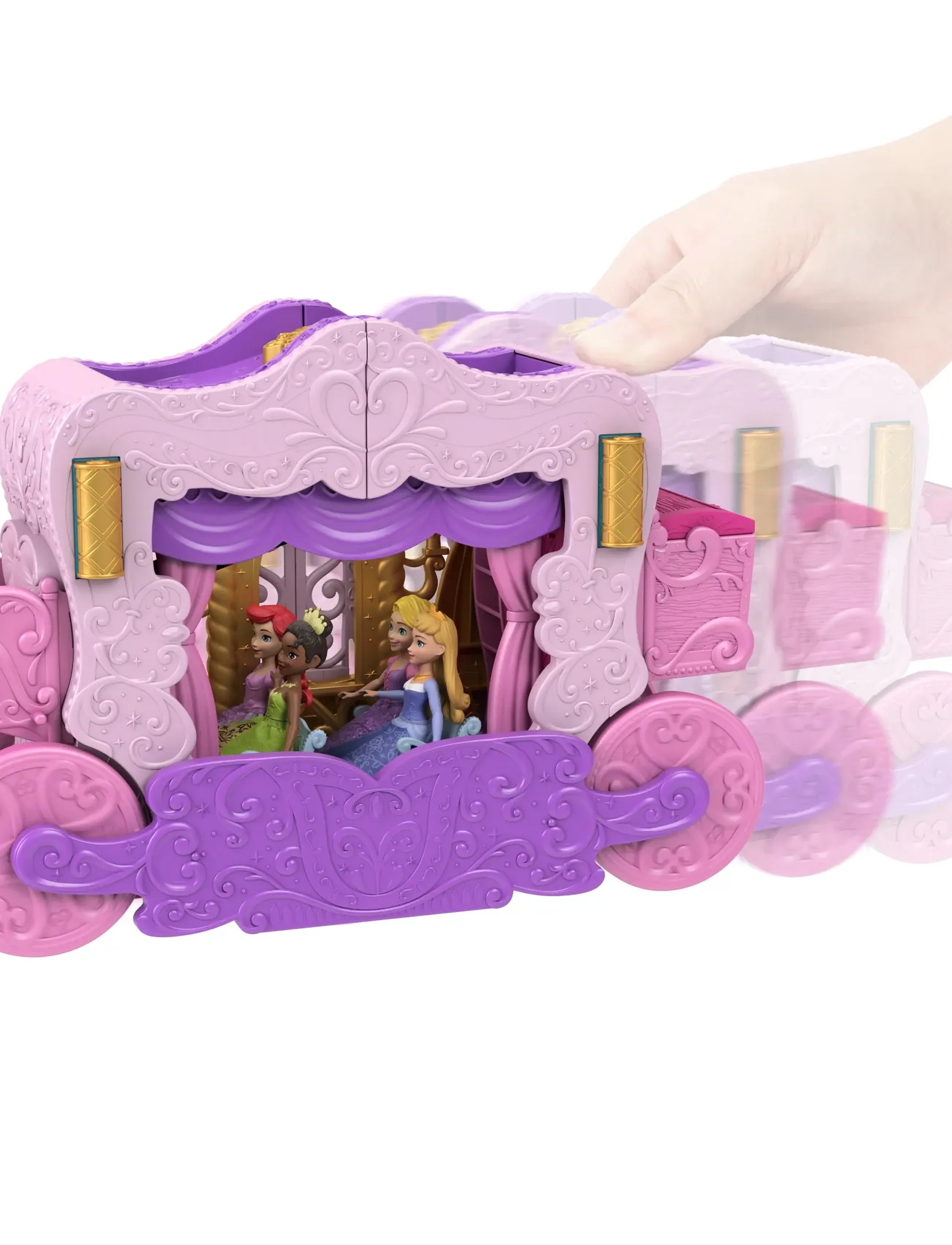 Disney Princess - Disney Princess Carriage to Castle Transforming Playset with Aurora Small Doll, 4 Figures & 3 Levels - Žaidimų rinkiniai - multicolor - 5