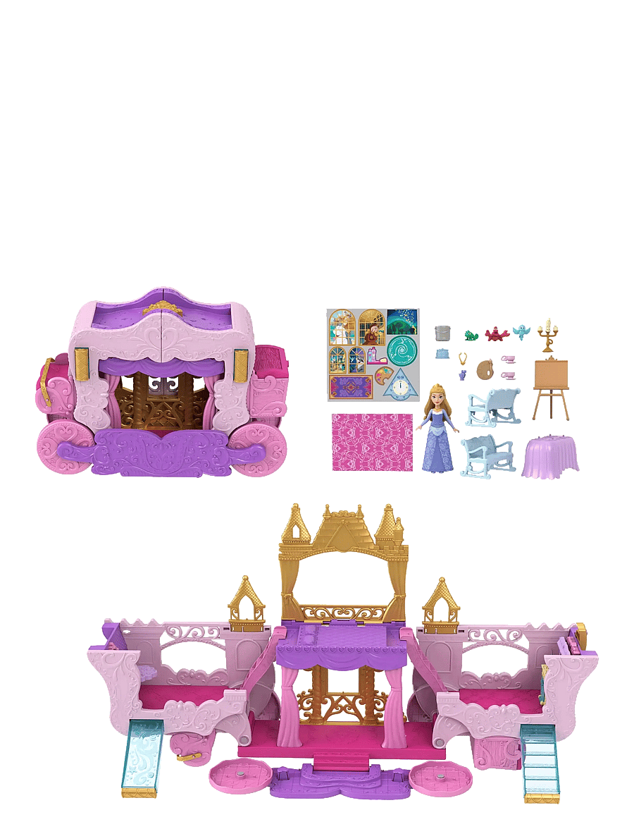 Disney Princess - Disney Princess Carriage to Castle Transforming Playset with Aurora Small Doll, 4 Figures & 3 Levels - Žaidimų rinkiniai - multicolor - 2