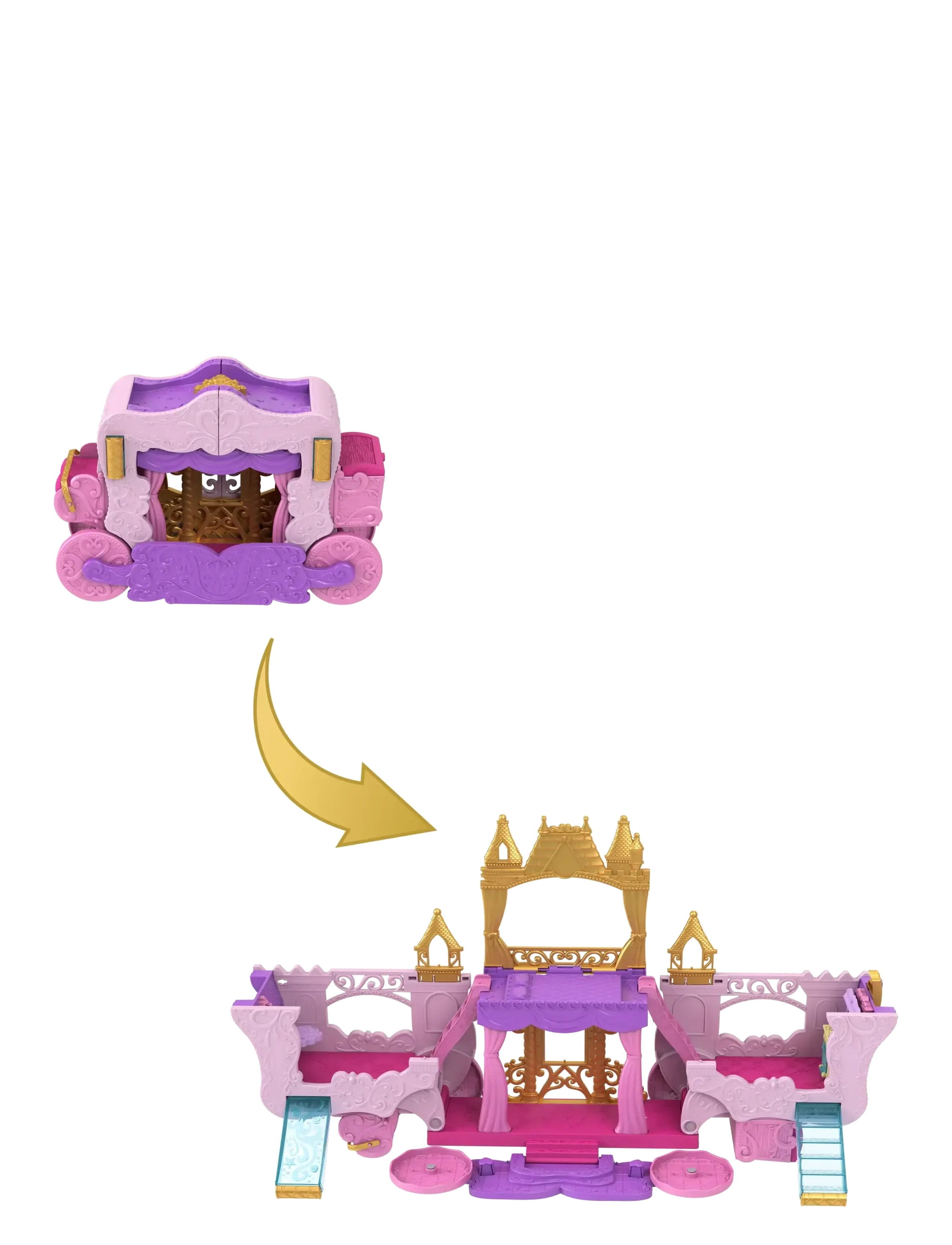 Disney Princess - Disney Princess Carriage to Castle Transforming Playset with Aurora Small Doll, 4 Figures & 3 Levels - Žaidimų rinkiniai - multicolor - 3