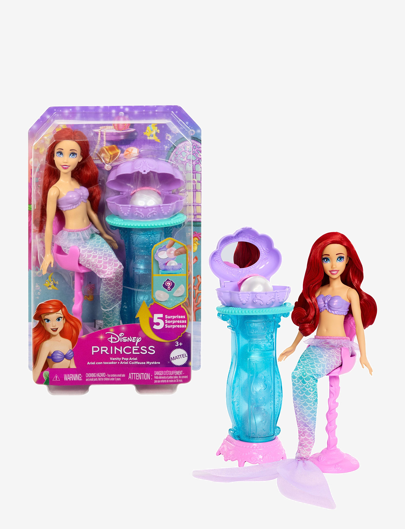 Disney Princess - Disney Princess Ariel Vanity Pop Mermaid Fashion Doll & Vanity with 5 Pop-Up Surprises - dukker - multi color - 0
