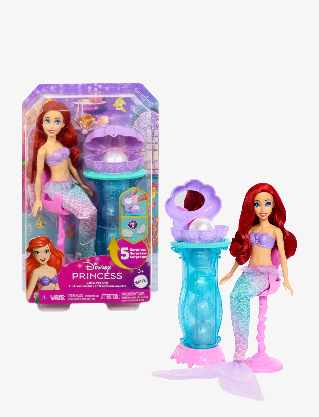 Disney Princess Disney Princess Ariel Vanity Pop Mermaid Fashion Doll & Vanity with 5 Pop-Up Surprises - Legetøj - MULTI COLOR / multi