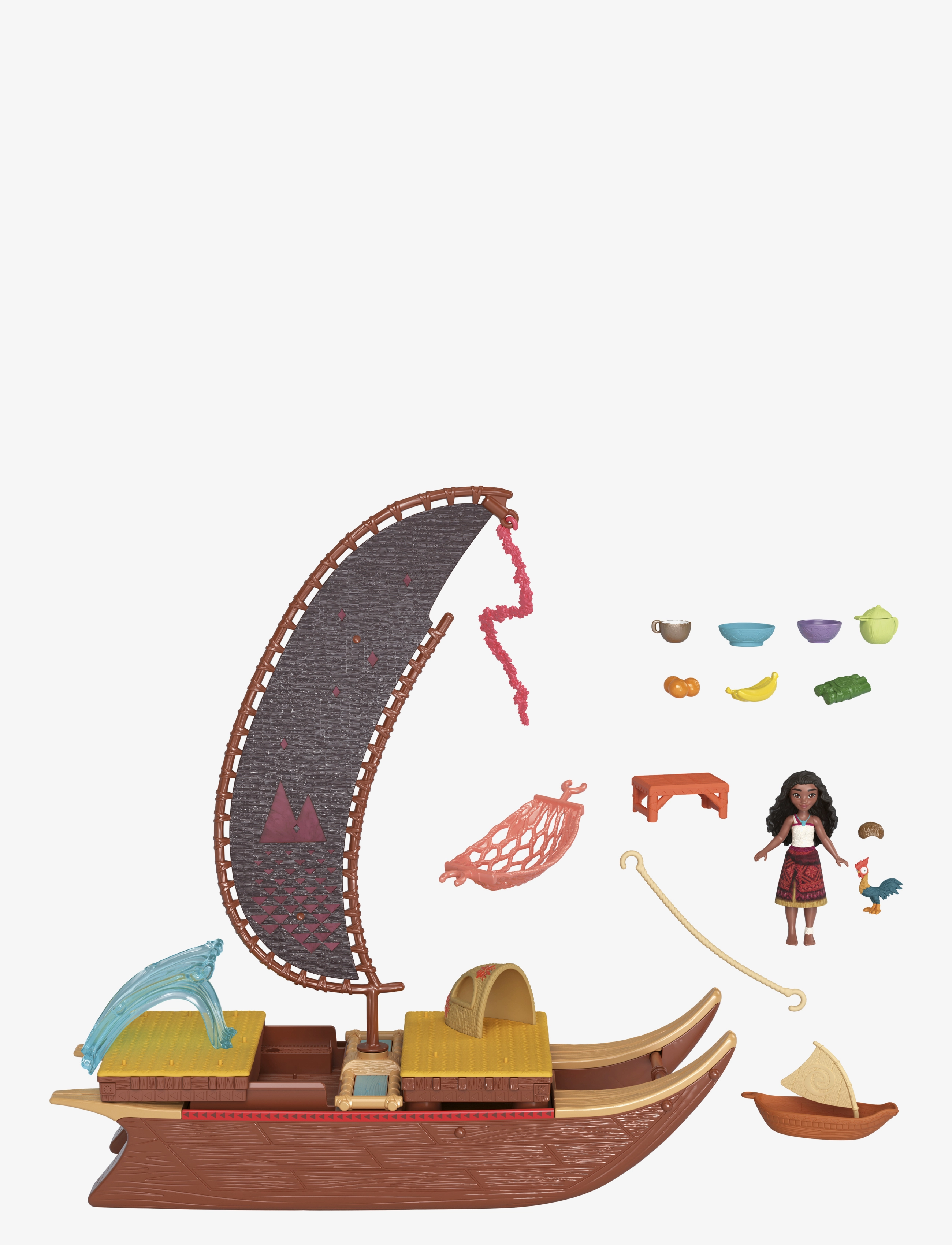 Disney Princess - Disney Vaiana 2 Toys, Vaiana’s Adventure Canoe Playset with 1 Small Doll, 1 Canoe & 10 Accessories - leikfangasett - multicolor - 1