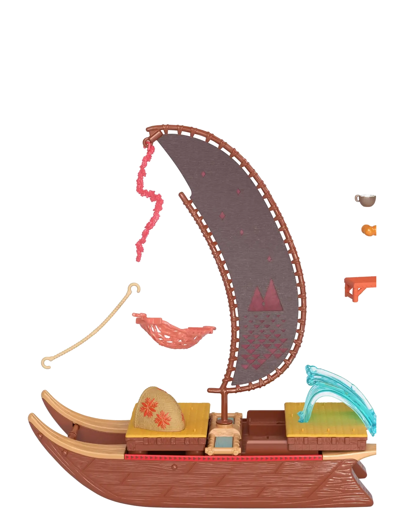 Disney Princess - Disney Vaiana 2 Toys, Vaiana’s Adventure Canoe Playset with 1 Small Doll, 1 Canoe & 10 Accessories - mängukomplektid - multicolor - 4