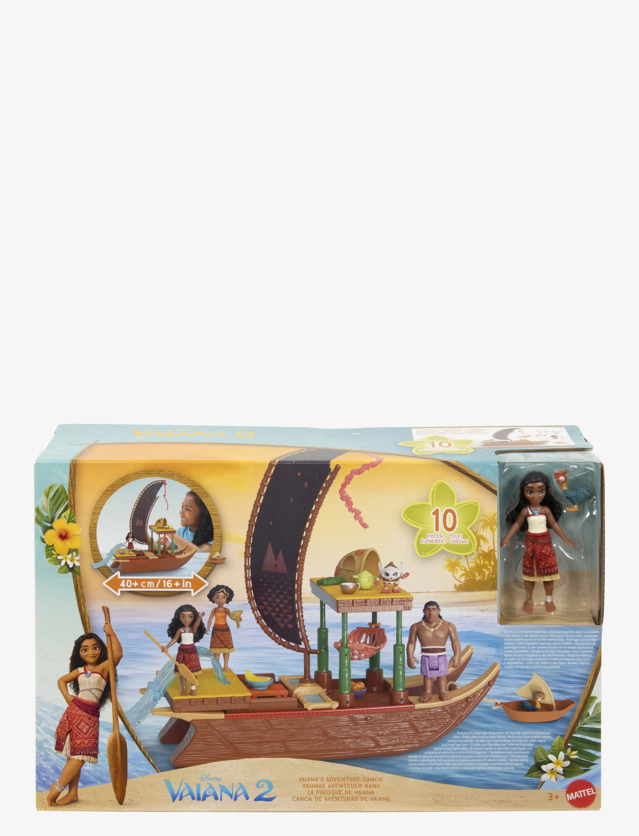 Disney Princess Disney Vaiana 2 Legetøj, Vaiana’s Adventure Canoe Playset With 1 Small Doll, 1 Canoe & 10 Accessories, One Size, Multi/patterned, Lege