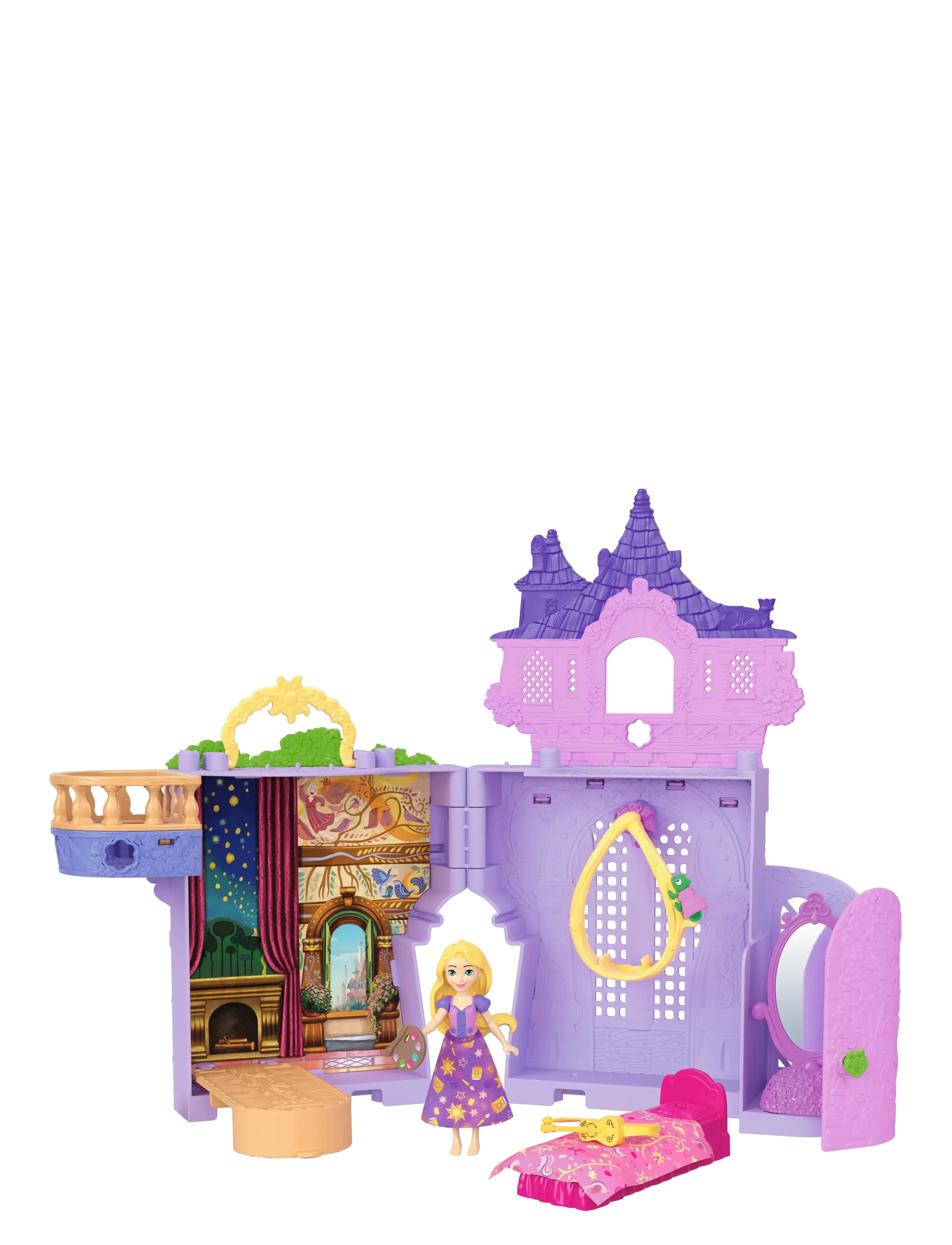 Disney Princess Disney Princess Rapunzel Storytime Stackers Doll House, Small Doll, Pascal Figure & 7 Accessories, One Size, Multi/patterned, Legesæt