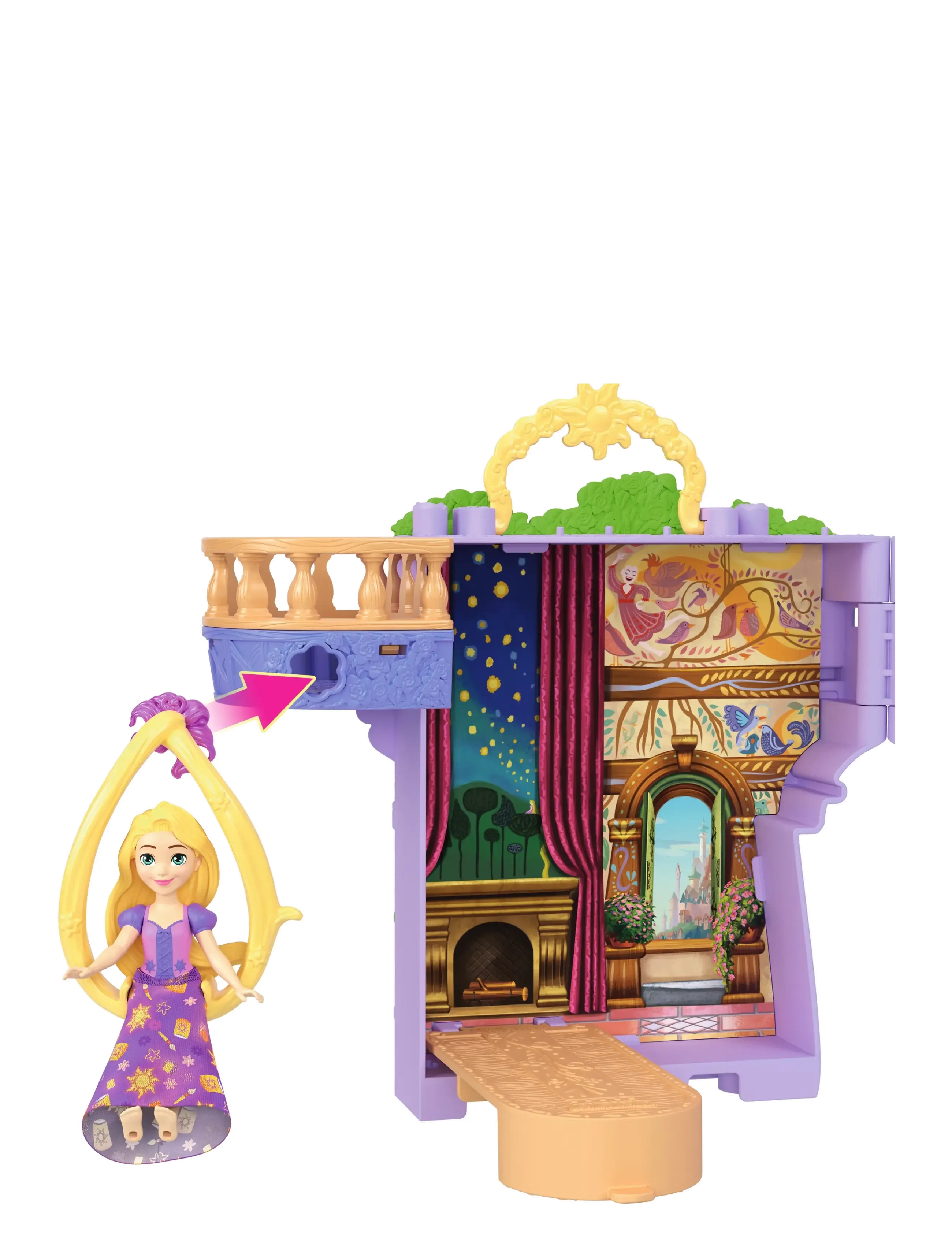 Disney Princess - Disney Princess Rapunzel Storytime Stackers Doll House, Small Doll, Pascal Figure & 7 Accessories - lekset - multi color - 5