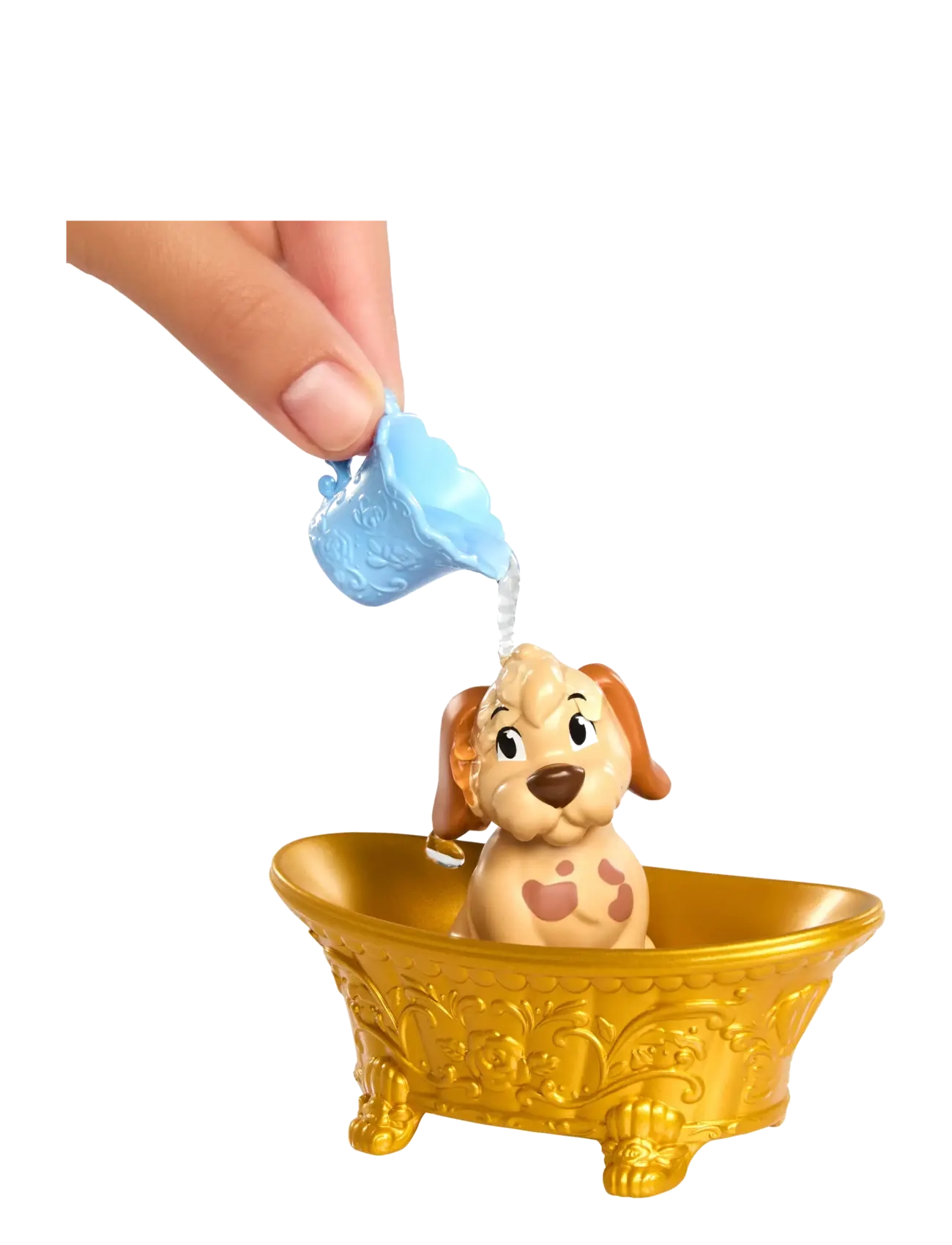 Disney Princess - Disney Princess Bathe & Brush Belle Fashion Doll & Dog Figure with Color Change & Accessories - dockor - multi color - 2
