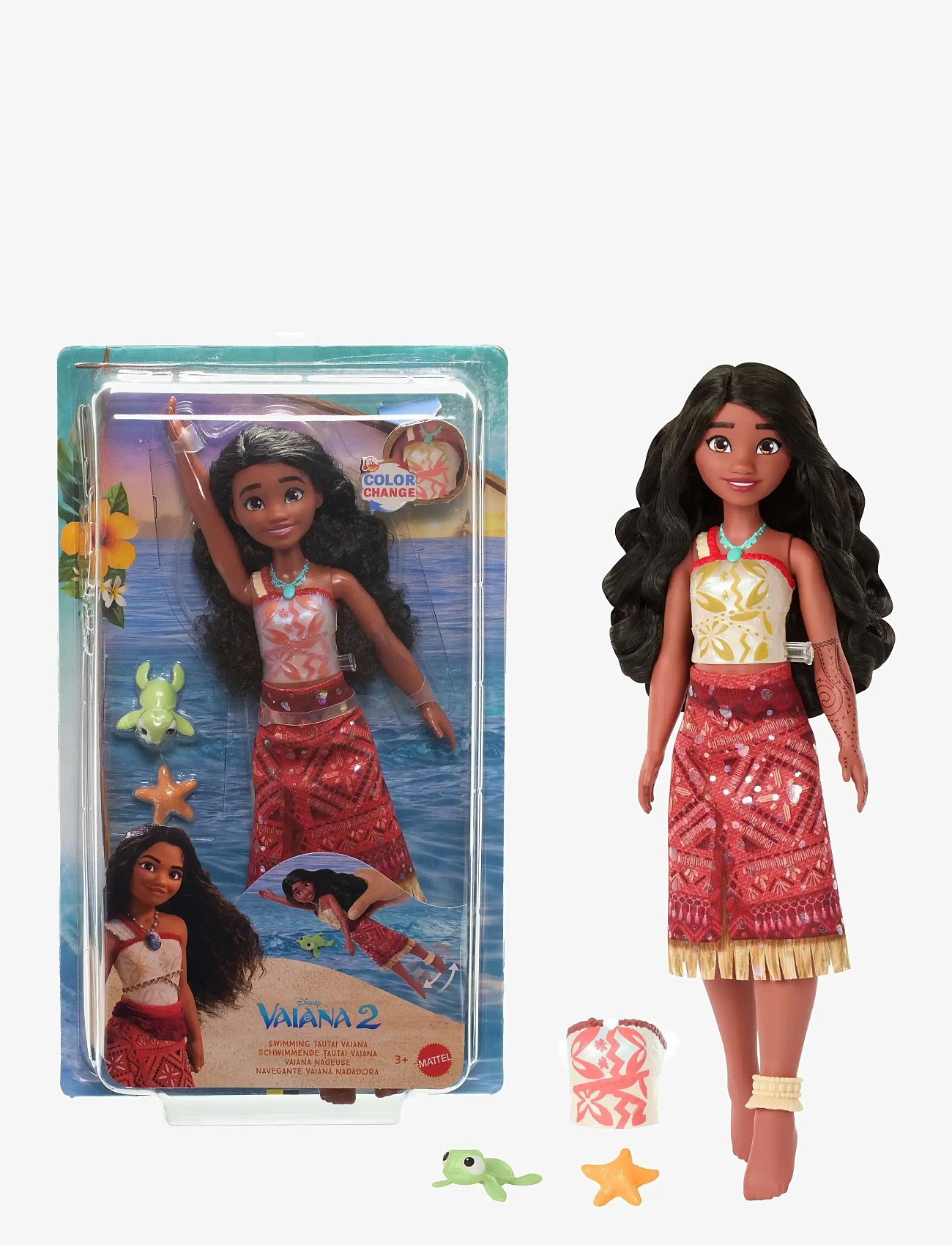 Disney Princess - Disney Vaiana 2 Toys, Swimming Tautai Vaiana Fashion Doll with 2 Accessories & Color-Change Bodice - film & sagofigurer - multi color - 1