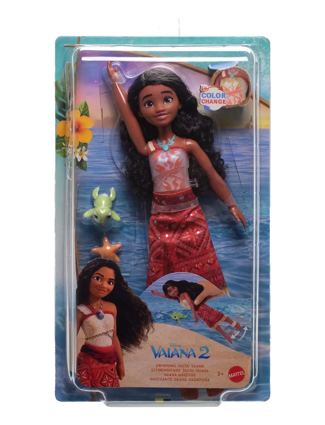 Disney Princess - Disney Vaiana 2 Toys, Swimming Tautai Vaiana Fashion Doll with 2 Accessories & Color-Change Bodice - leksakssets & figurer - multi color - 2