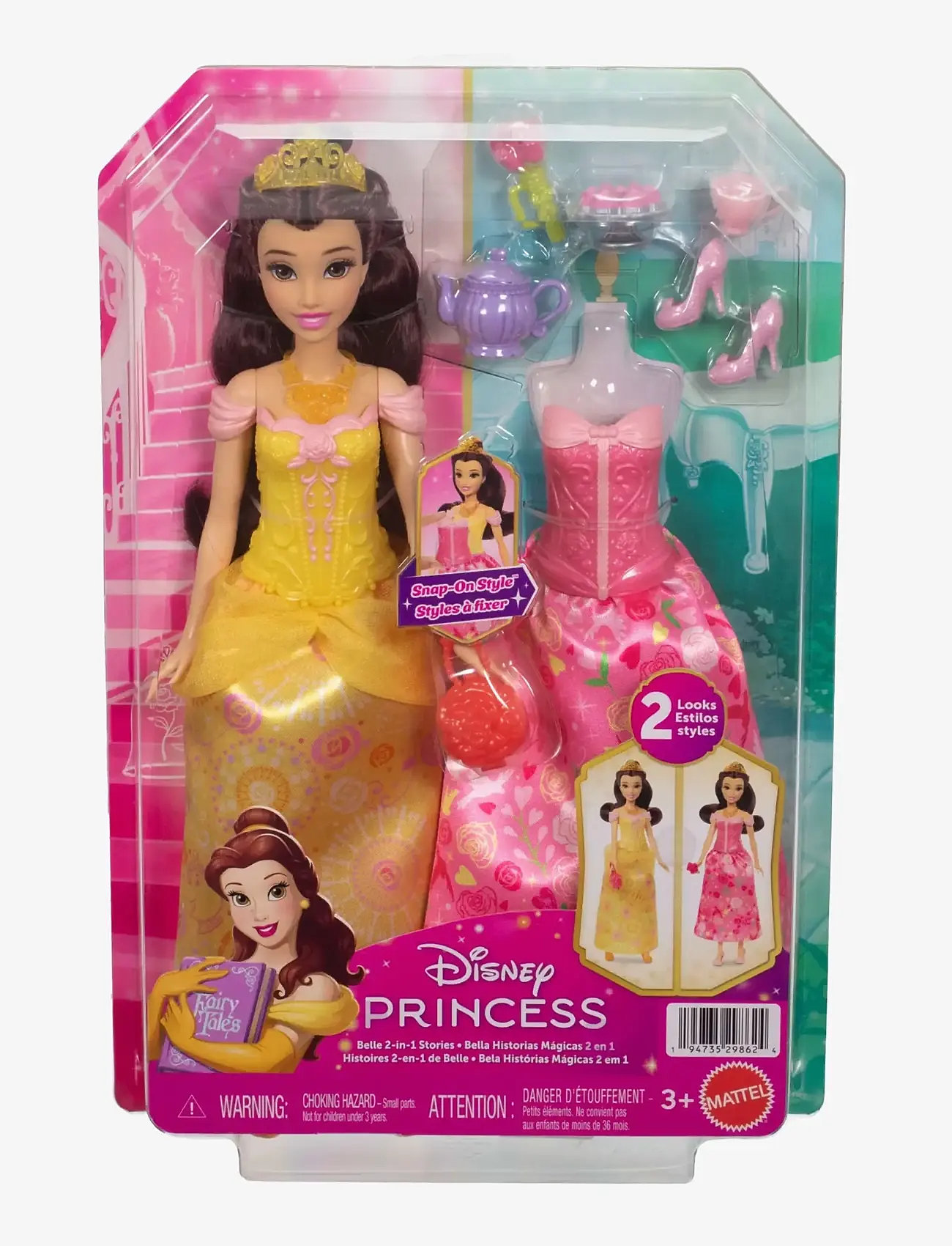 Disney Princess - Disney Princess 2-in-1 Stories Belle Fashion Doll with 2 Snap-On Bodices, 2 Skirts & 9 Accessories - puppen - multicolor - 5