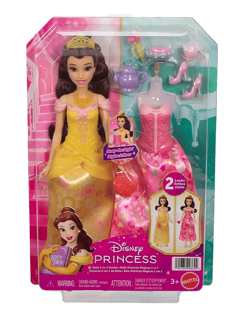 Disney Princess - Disney Princess 2-in-1 Stories Belle Fashion Doll with 2 Snap-On Bodices, 2 Skirts & 9 Accessories - puppen - multicolor - 5
