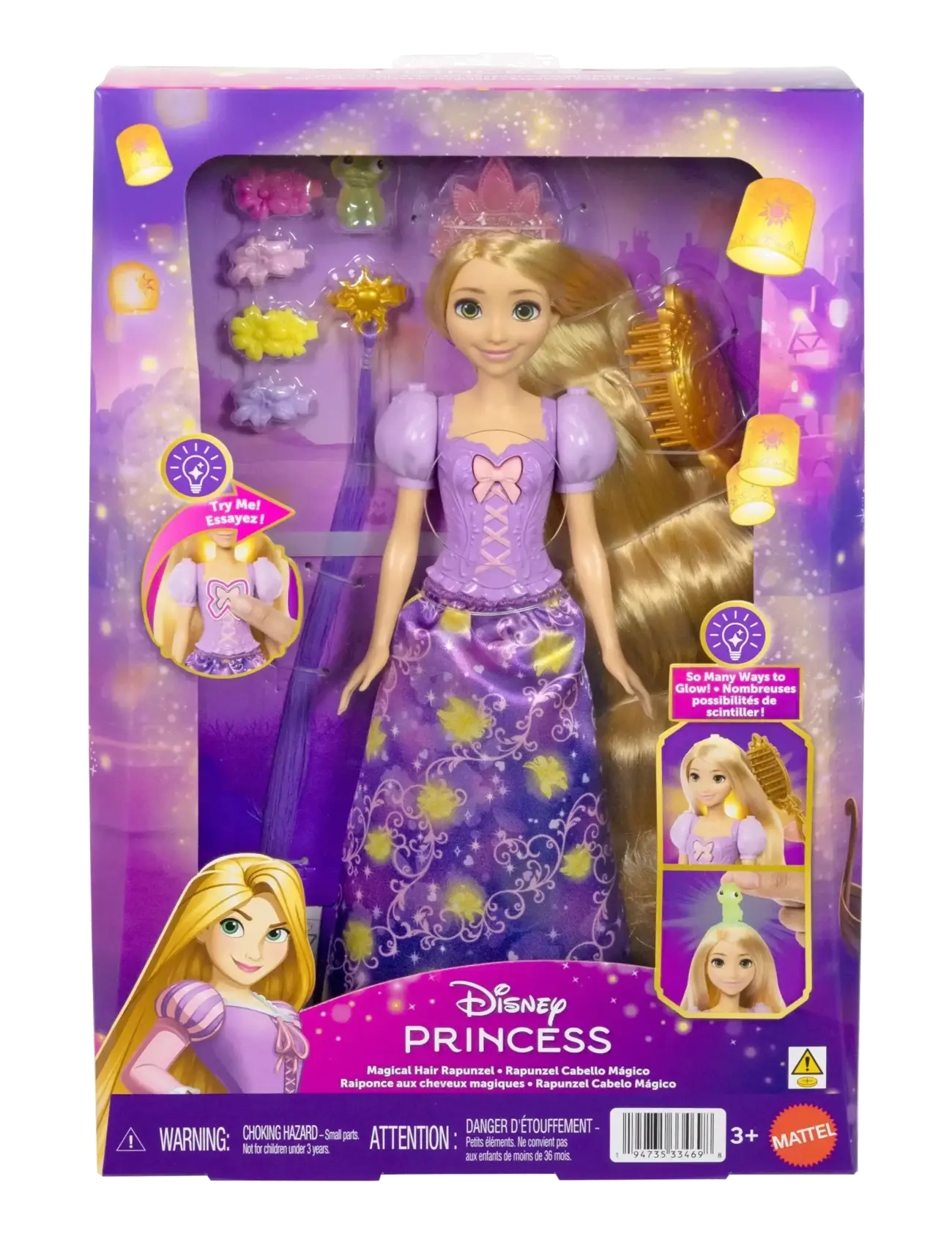 Disney Princess - Disney Princess Light-Up Hair Rapunzel Fashion Doll w/ 5 Ways to Glow, Pascal Figure & 7 Accessories - puppen - multicolor - 5
