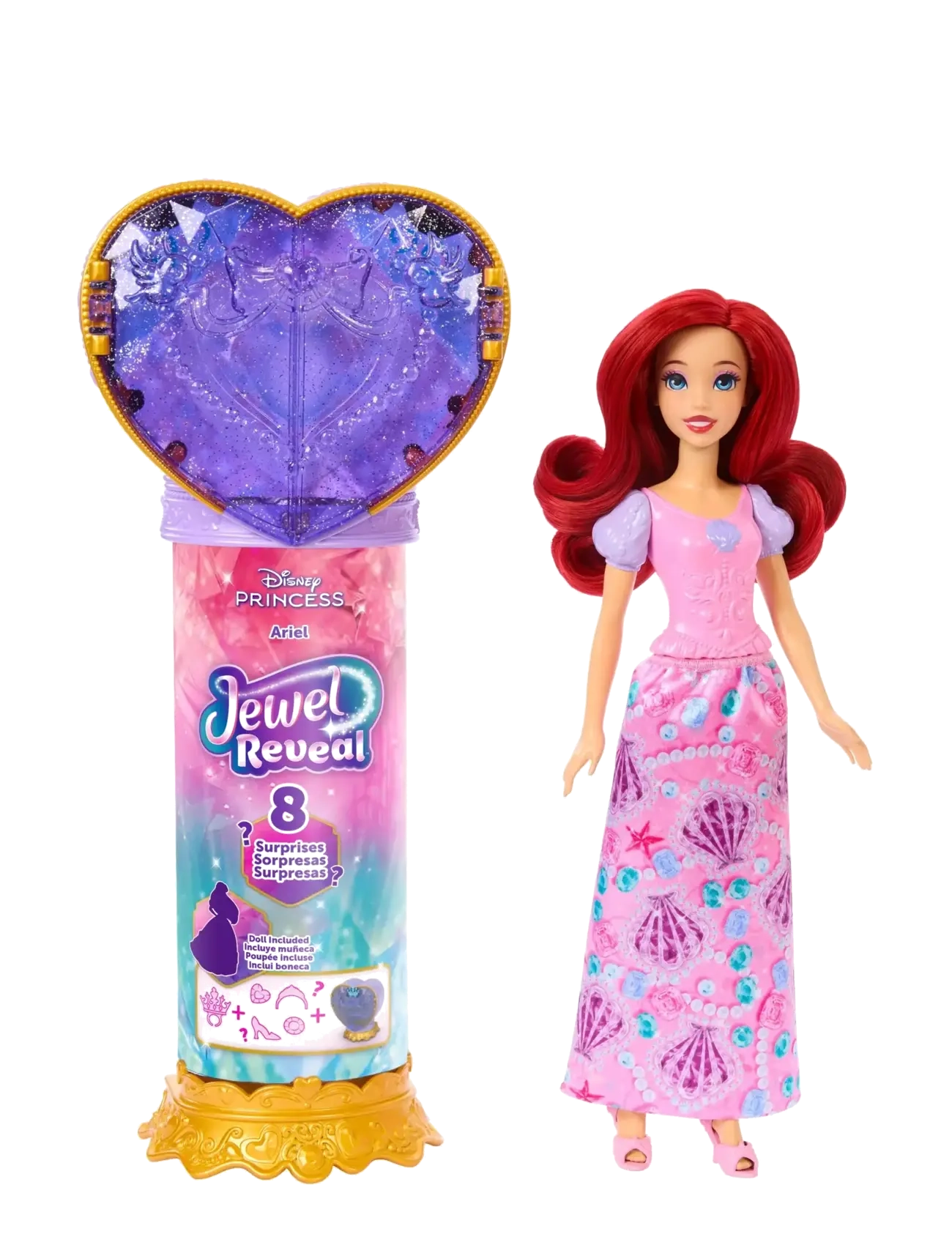 Disney Princess - Disney Princess Jewel Reveal Ariel Fashion Doll w/ 8 Surprises Including Gem Box & 10 Accessories - dukker - multicolor - 1