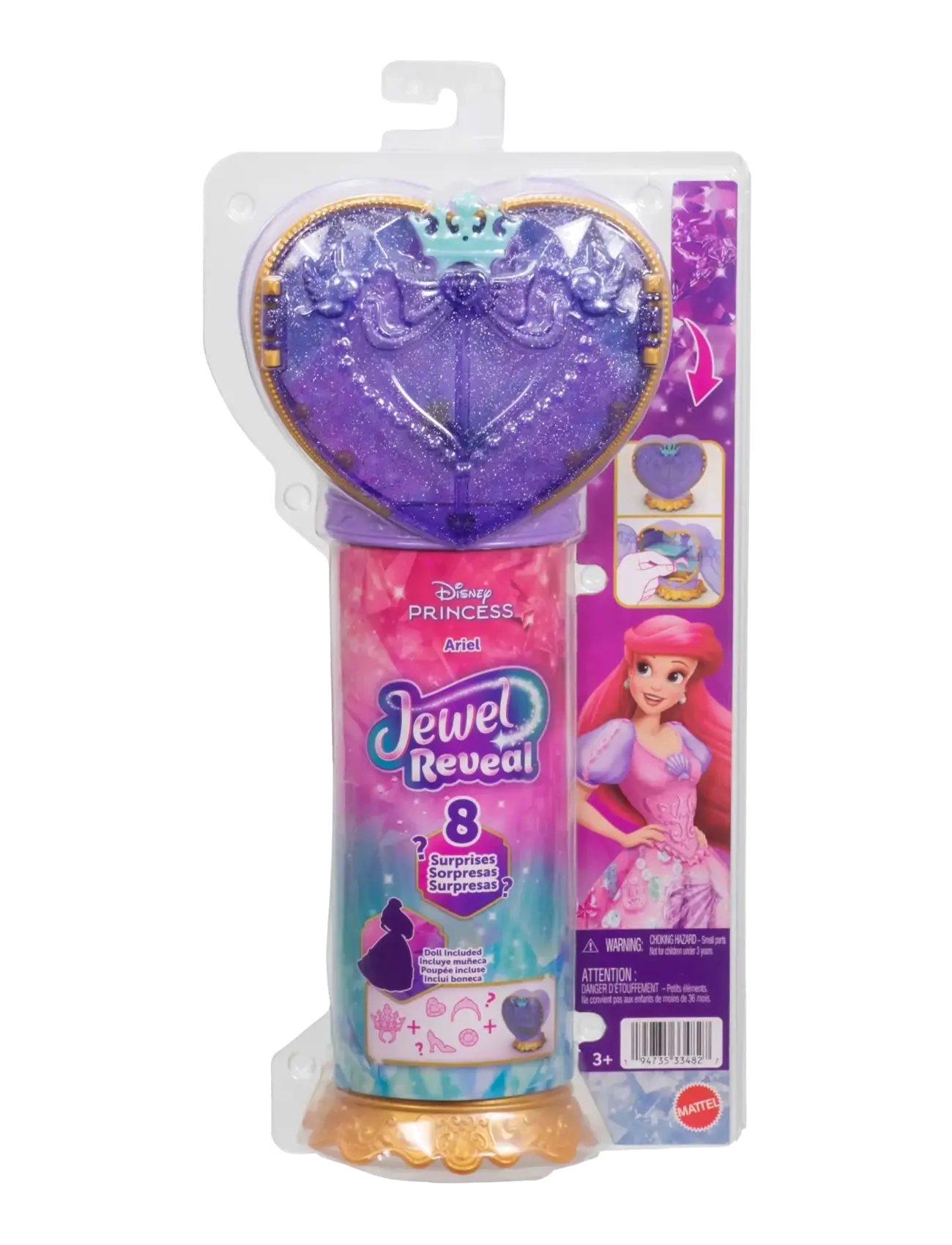 Disney Princess - Disney Princess Jewel Reveal Ariel Fashion Doll w/ 8 Surprises Including Gem Box & 10 Accessories - dukker - multicolor - 4