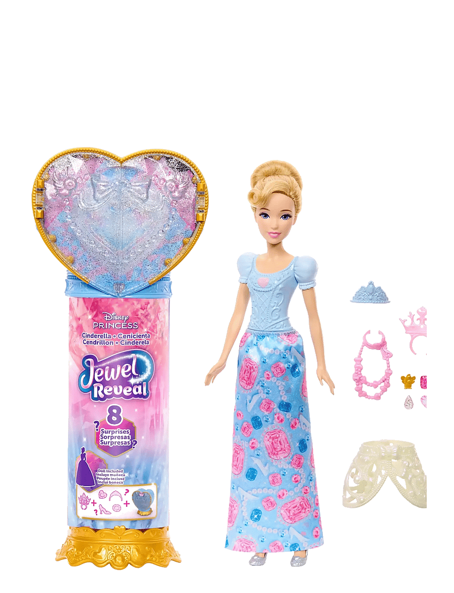 Disney Princess - Disney Princess Jewel Reveal Cinderella Fashion Doll w/ 8 Surprises Including Gem Box & Accessories - nukud - multicolor - 1
