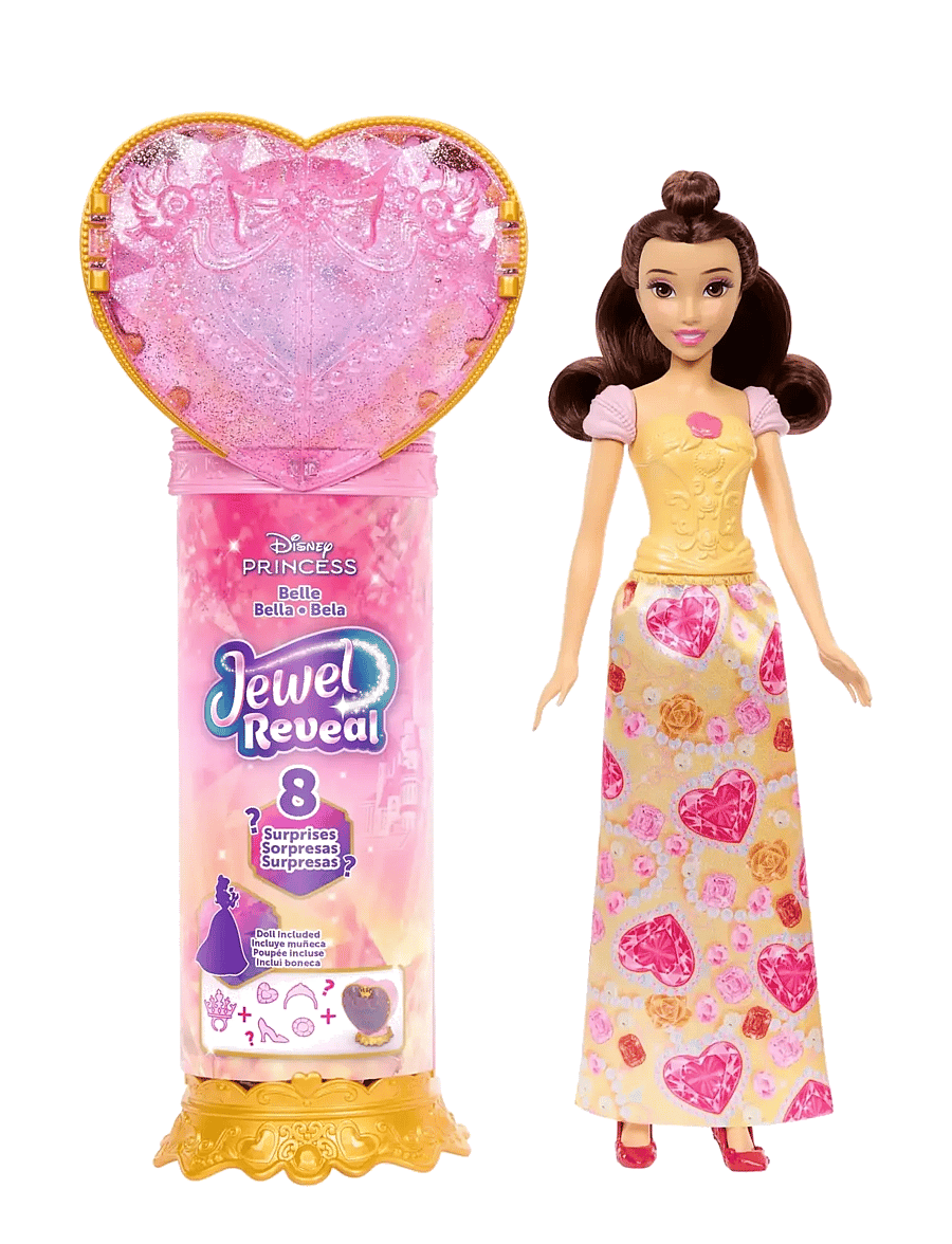 Disney Princess - Disney Princess Jewel Reveal Belle Fashion Doll w/ 8 Surprises Including Gem Box & Accessories - dúkkur - multicolor - 1