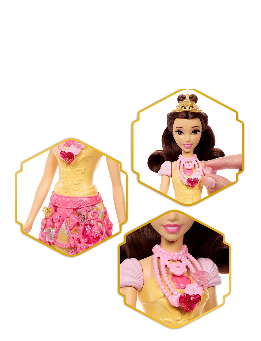 Disney Princess - Disney Princess Jewel Reveal Belle Fashion Doll w/ 8 Surprises Including Gem Box & Accessories - dúkkur - multicolor - 3