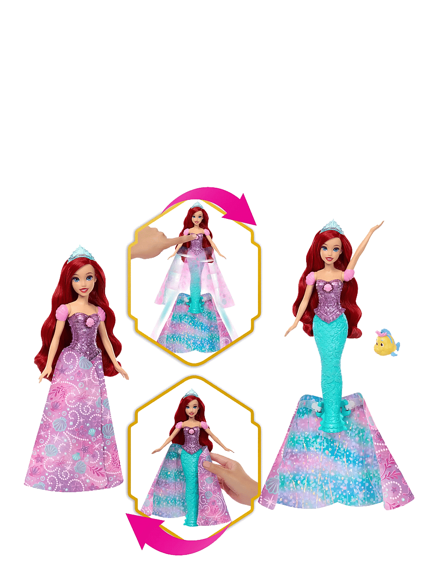 Disney Princess - Disney Princess Ariel Human to Mermaid Transforming Fashion Doll with Flounder & 2 Accessories - film- & märchenfiguren - multicolor - 2