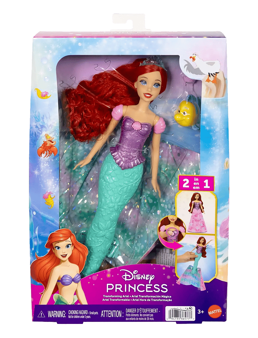 Disney Princess - Disney Princess Ariel Human to Mermaid Transforming Fashion Doll with Flounder & 2 Accessories - film- & märchenfiguren - multicolor - 3
