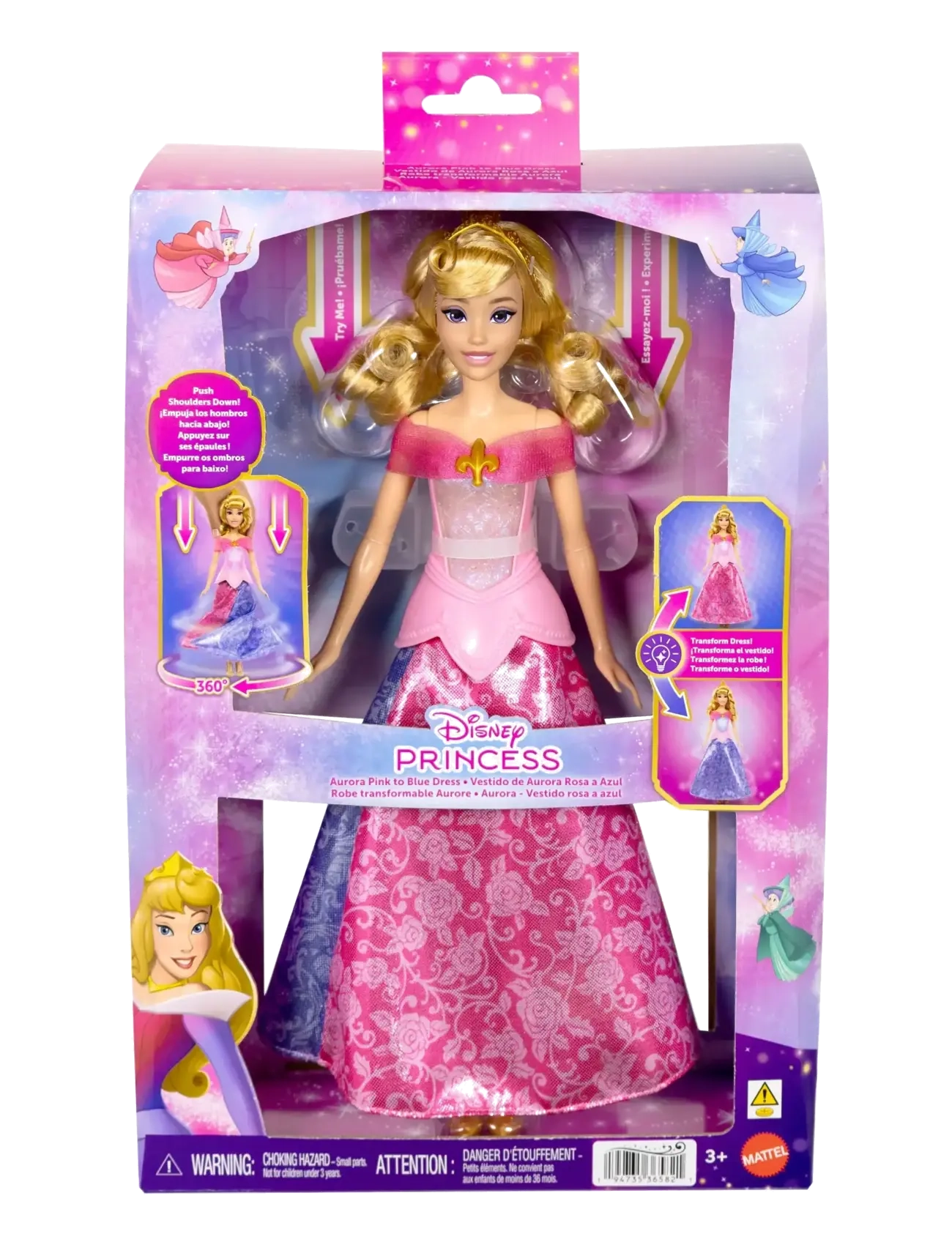 Disney Princess - Disney Princess Pink to Blue Dress Aurora Fashion Doll with Transforming Dress & Lights - multicolor - 1