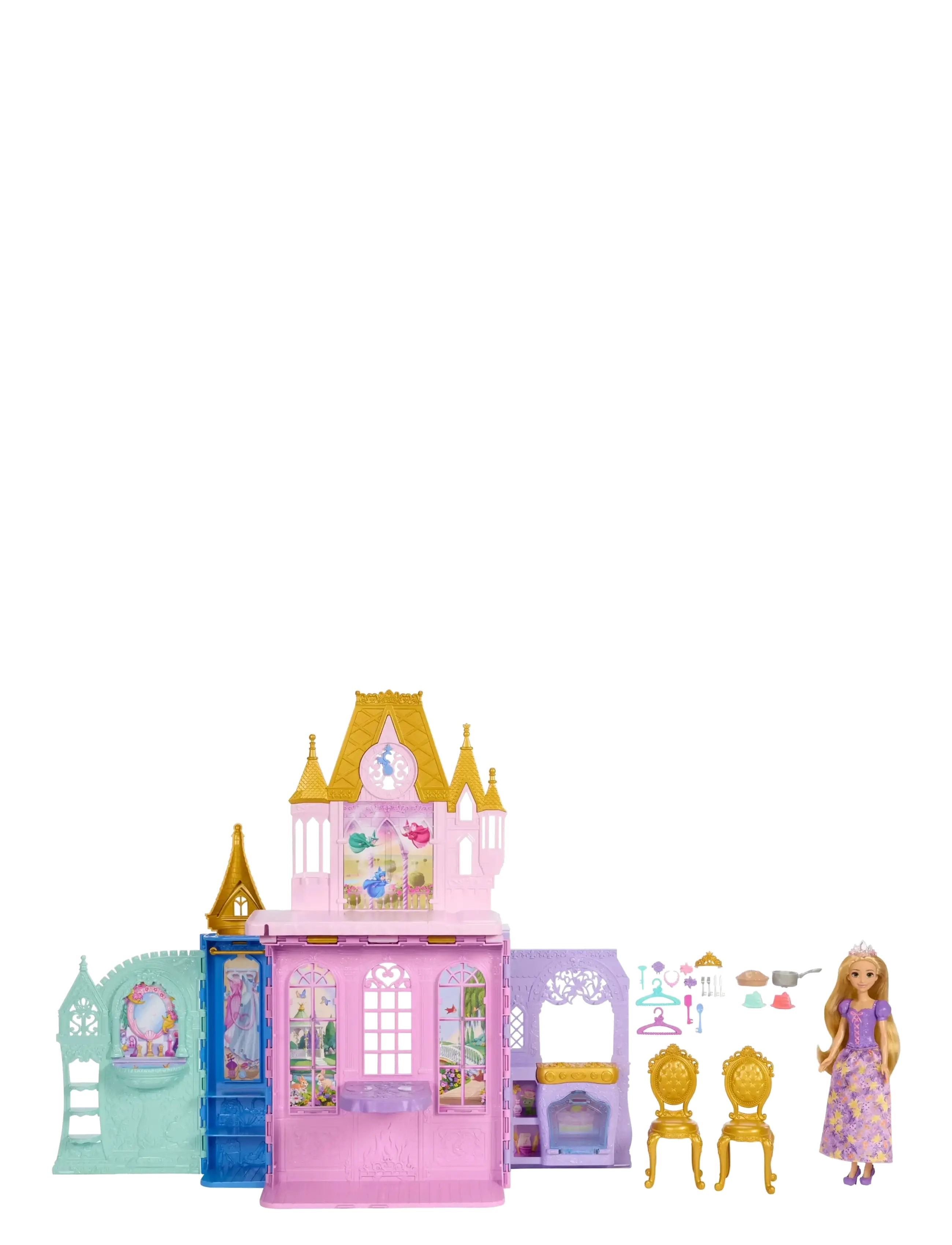 Disney Princess - Disney Princess Rapunzel Doll and Close & Carry Castle Playset with 5 Play Areas & 20 Accessories - multicolor - 1