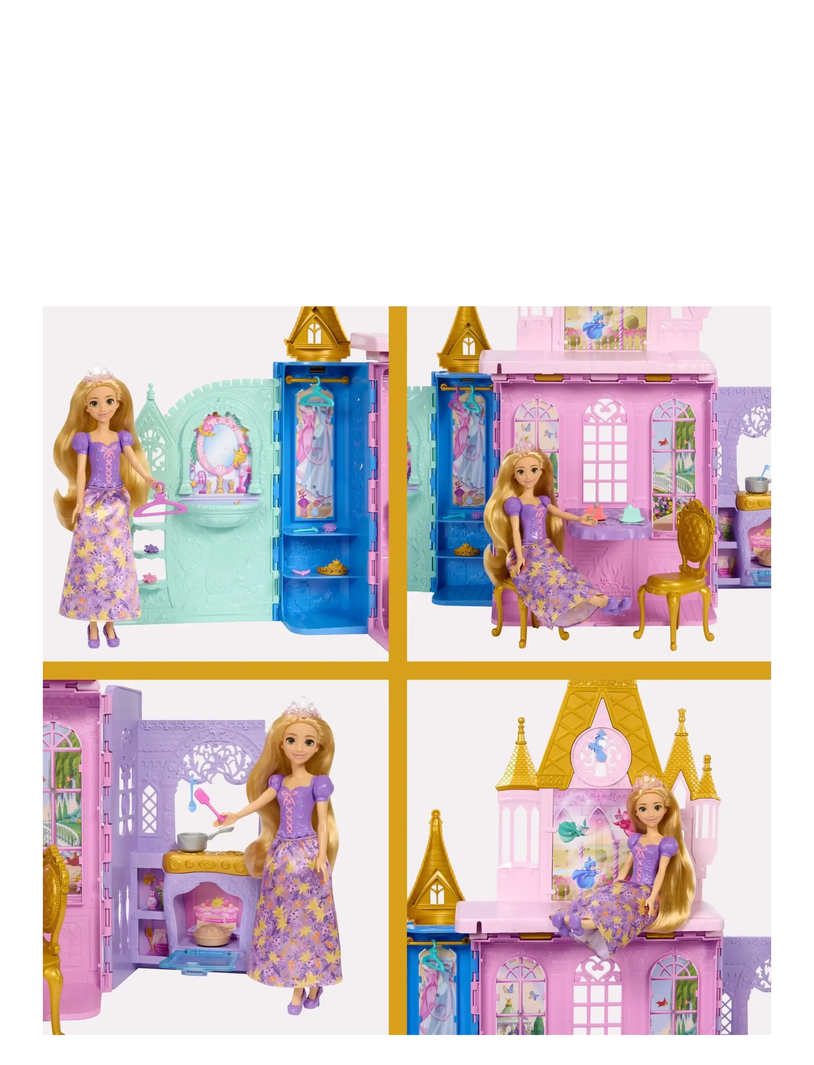 Disney Princess - Disney Princess Rapunzel Doll and Close & Carry Castle Playset with 5 Play Areas & 20 Accessories - multicolor - 2