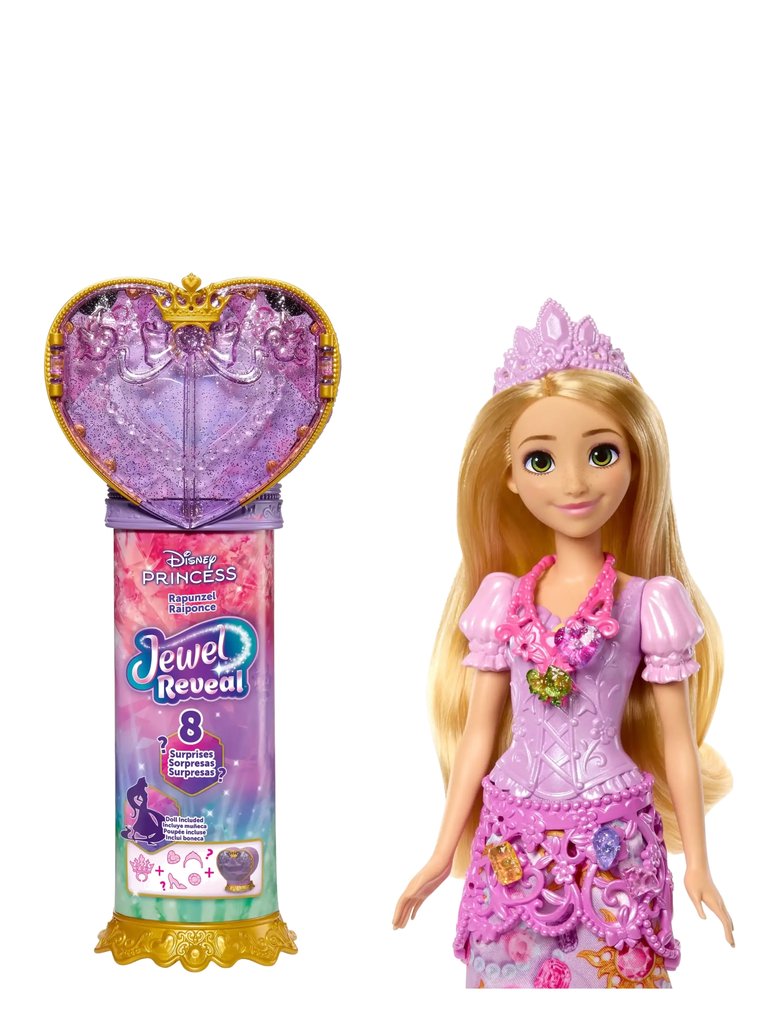 Disney Princess - Disney Princess Jewel Reveal Rapunzel Fashion Doll w/ 8 Surprises Including Gem Box & 10 Accessories - puppen - multicolor - 5