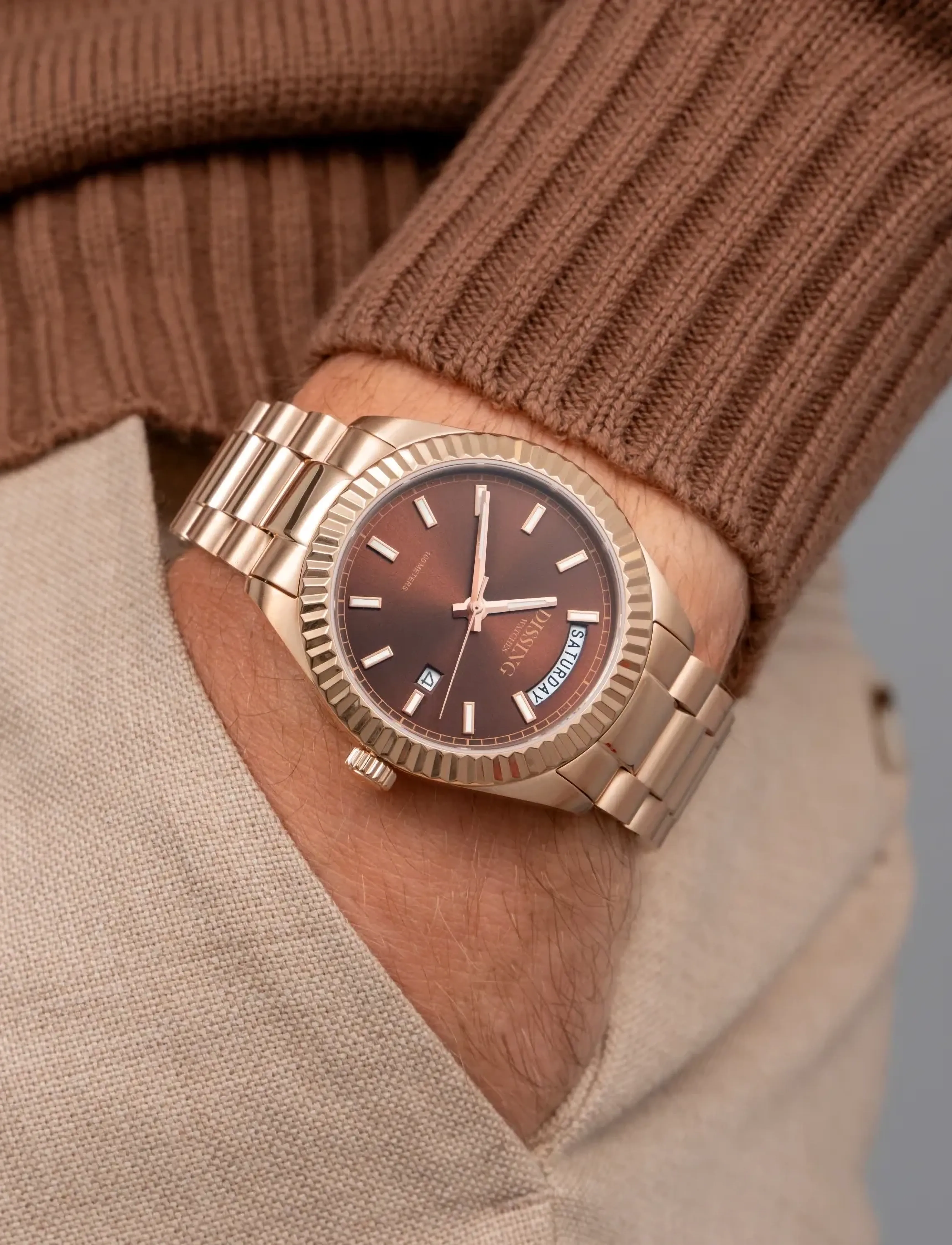 Dissing Day Date D1725, One Size, Watches, Braun - Analog Männerswear