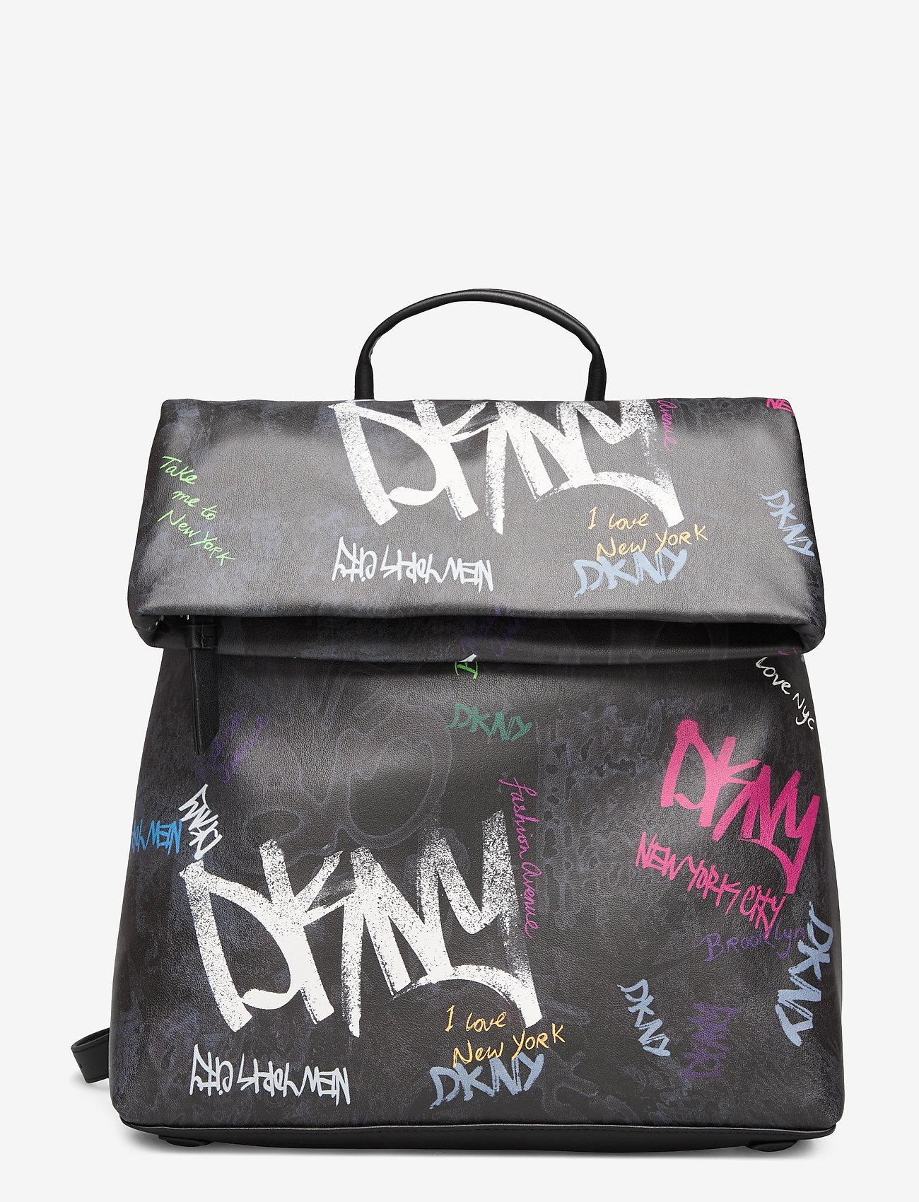 DKNY Bags - TILLY-MD FLAP BACKPA - blk mlt/white - 0