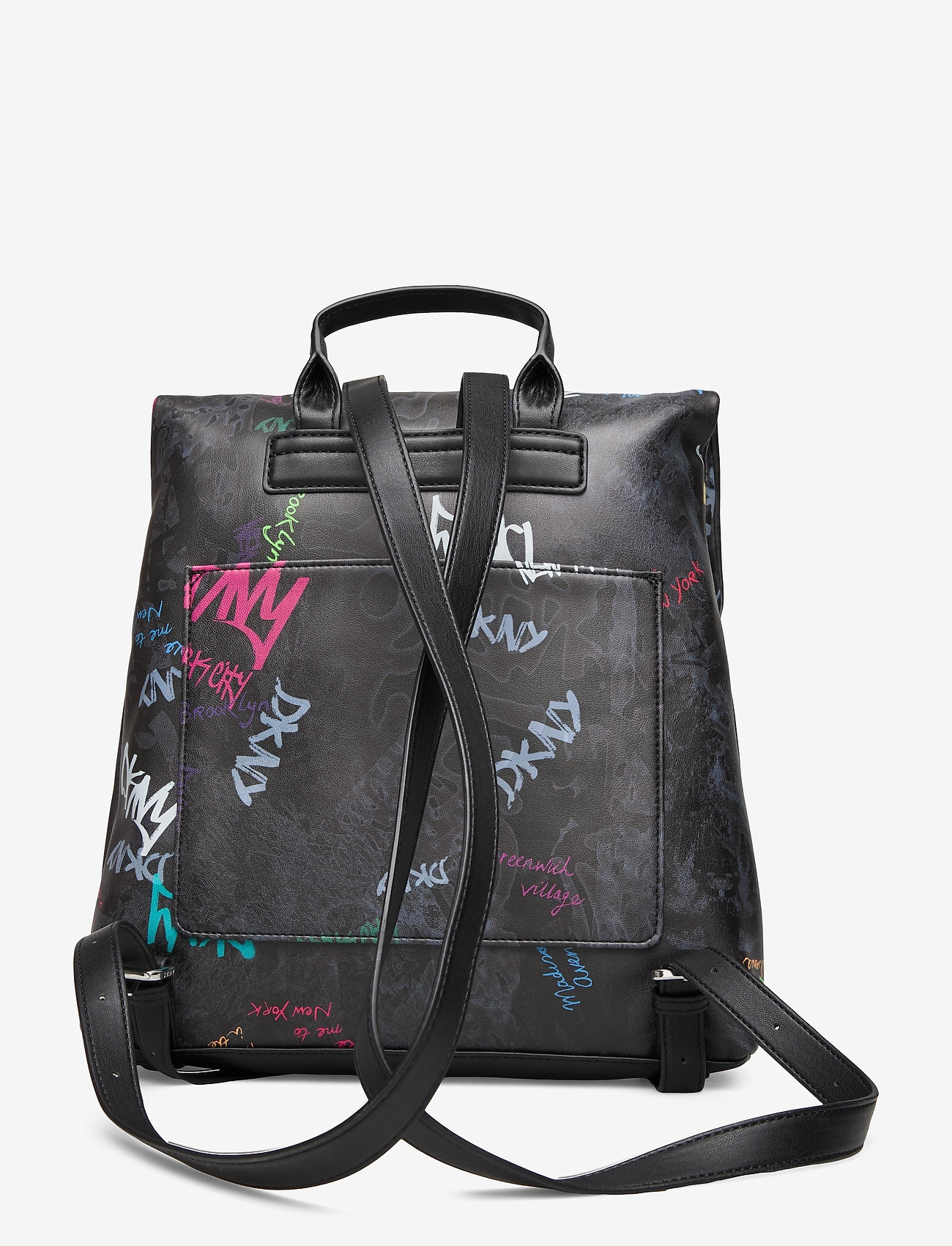 DKNY Bags - TILLY-MD FLAP BACKPA - blk mlt/white - 1