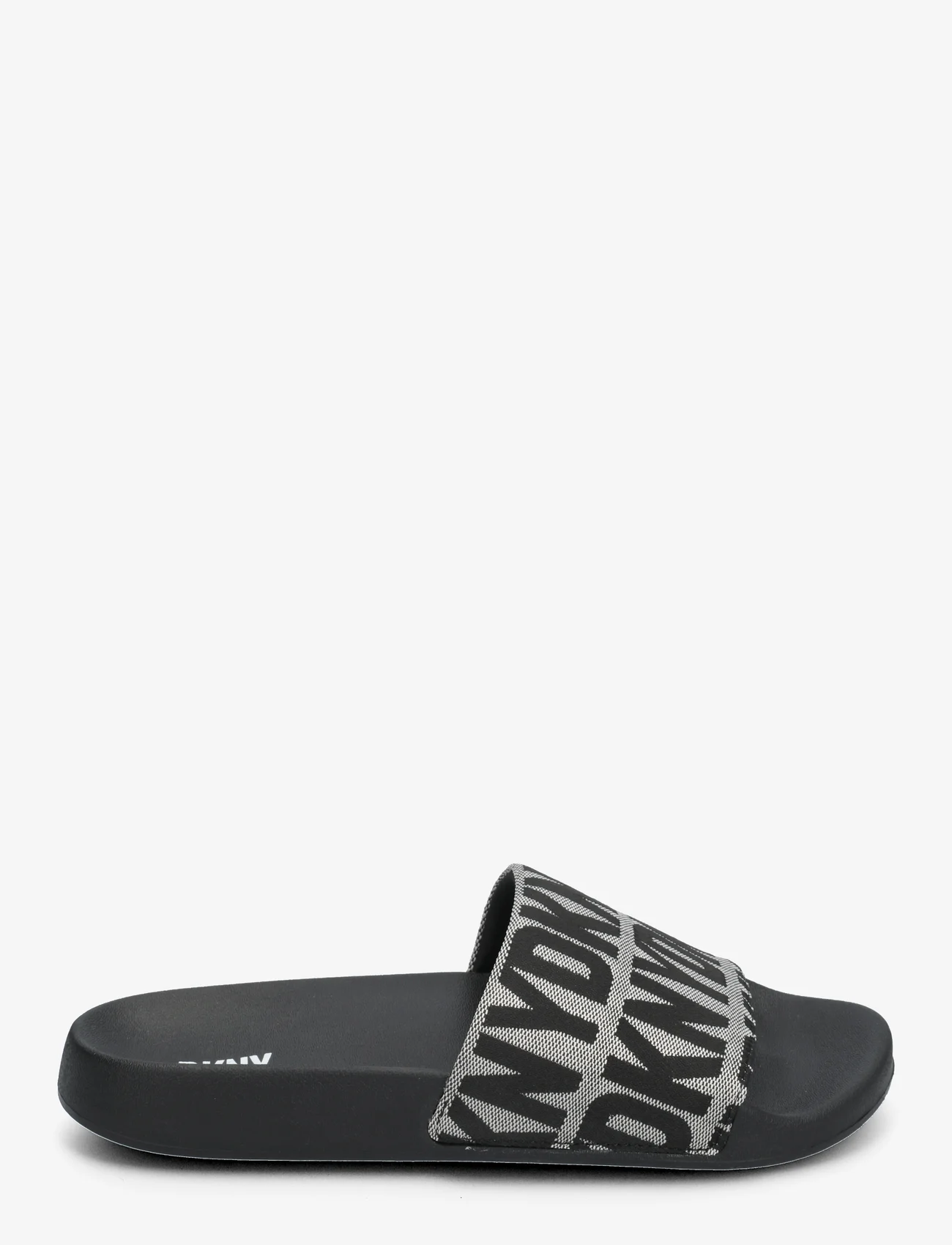 DKNY - ZELLA - FLAT SLIDE - zempapēžu sandales - 005 - black/white - 1