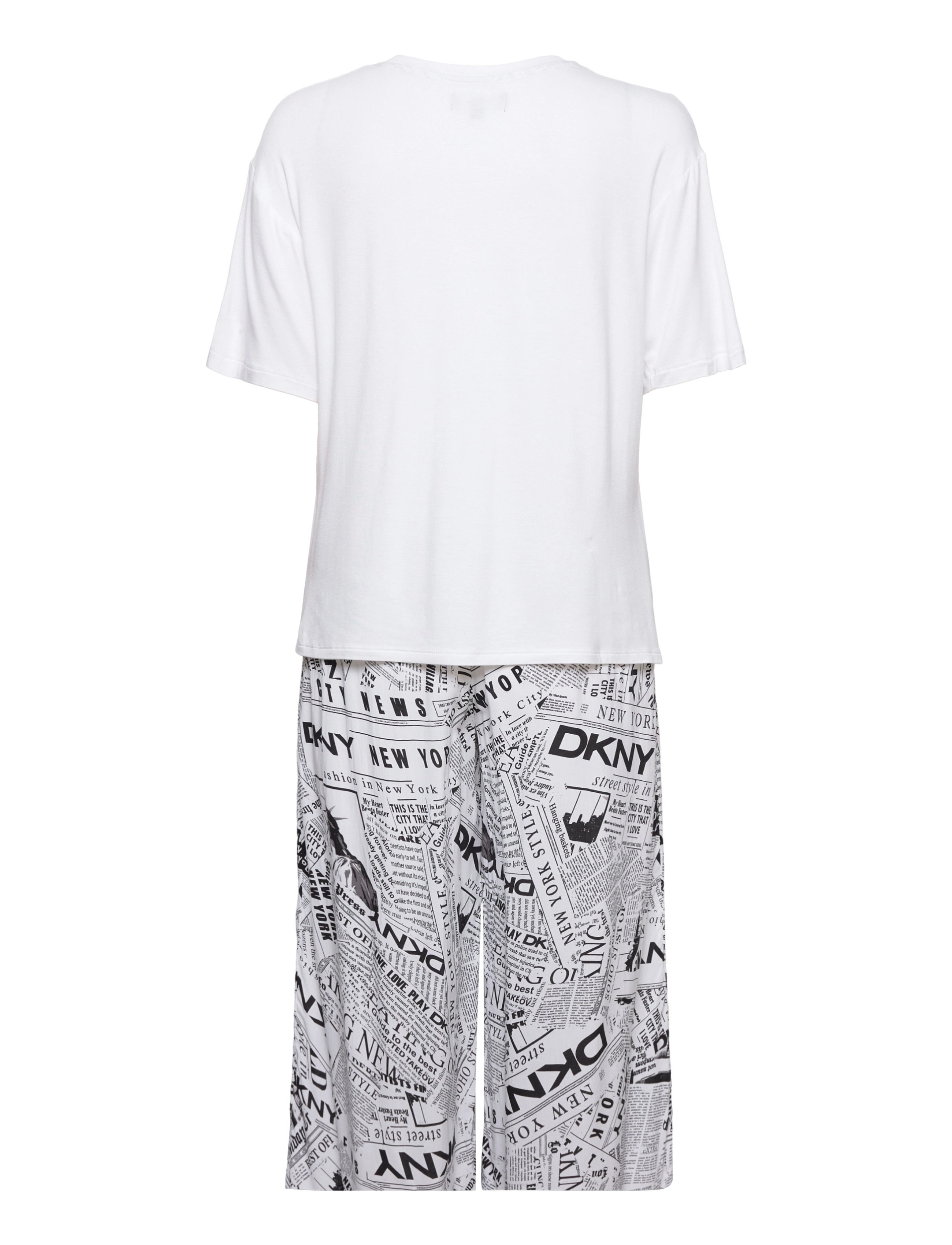 DKNY Homewear - MAKING HEADLINES S/S TOP & CULOTTE - white paper print - 1