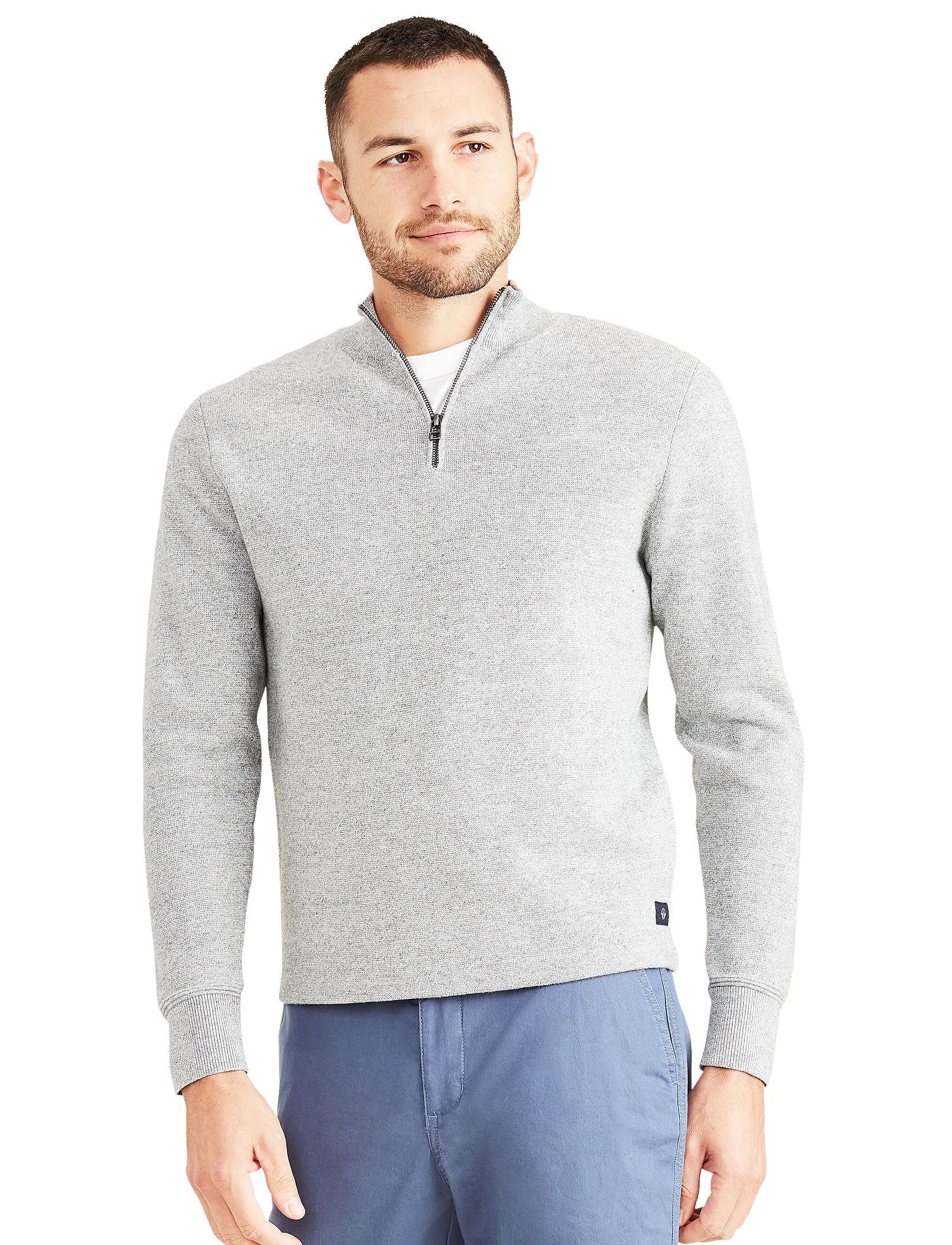 Dockers Core 45295 Zip, S, Knitwear, Grau - Half Zip Jumpers, Männerswear