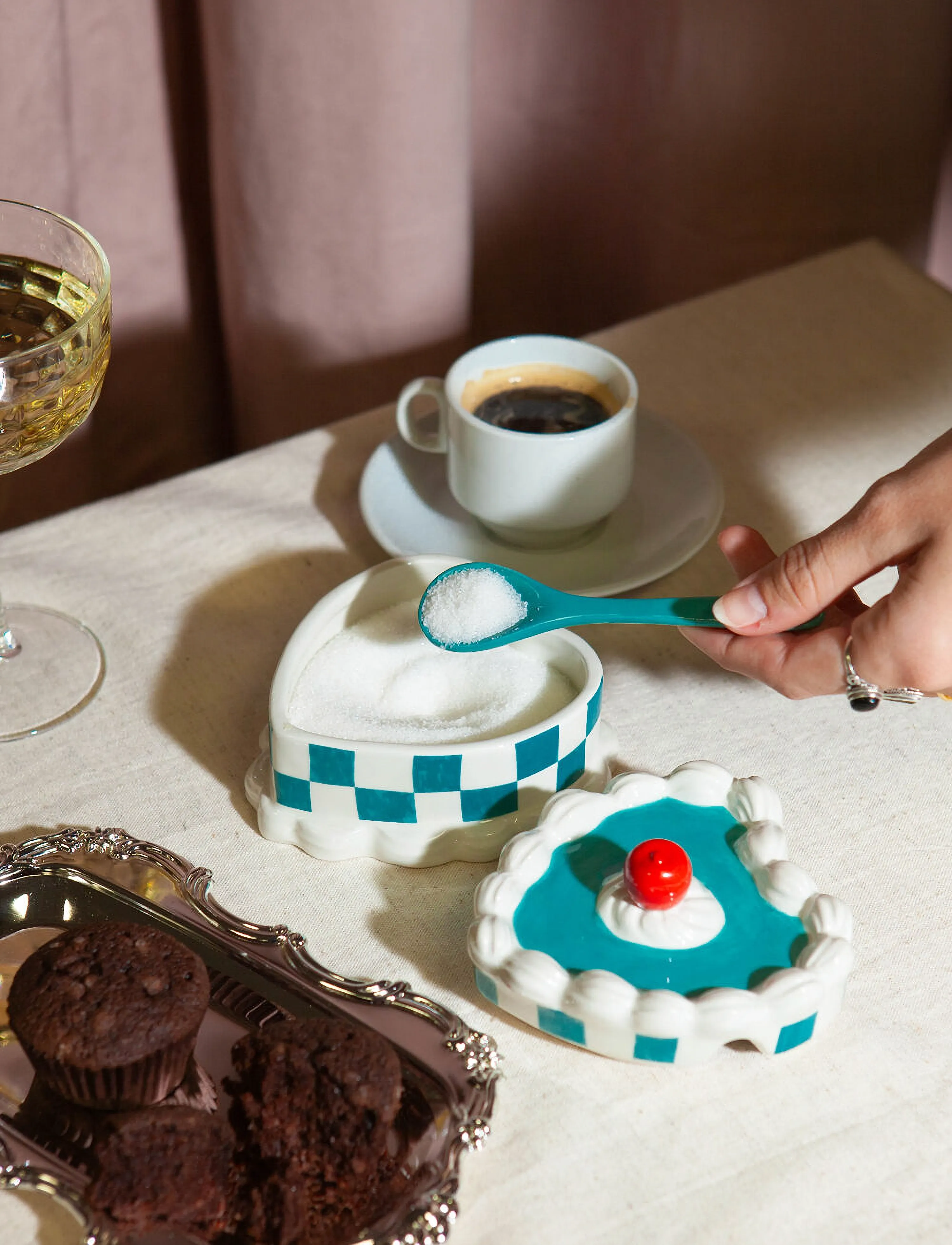 DOIY - Sugar Bowl, Sweetie - zuckerschalen - white and turquoise - 4