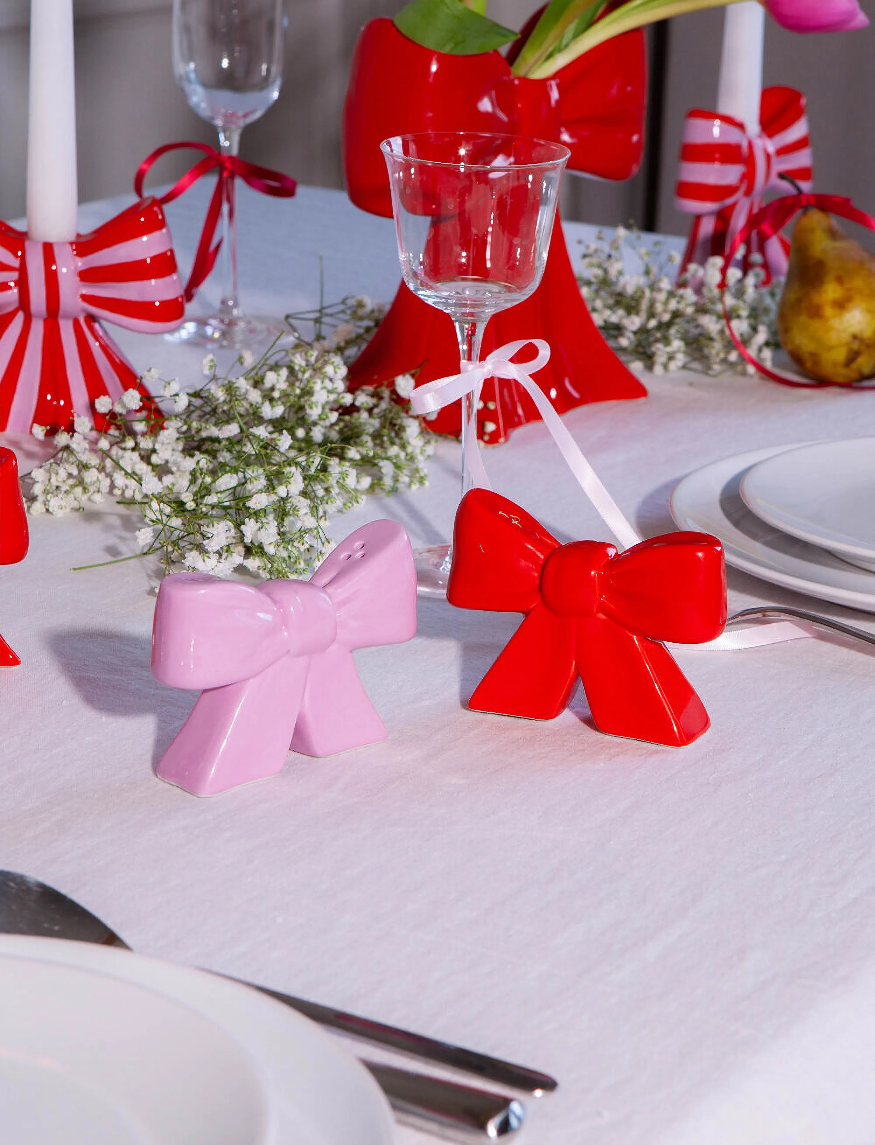 DOIY Salt Og Peber Sæt Bow, One Size, Grinders, Rosa - & Pepper Shakers, Homeware