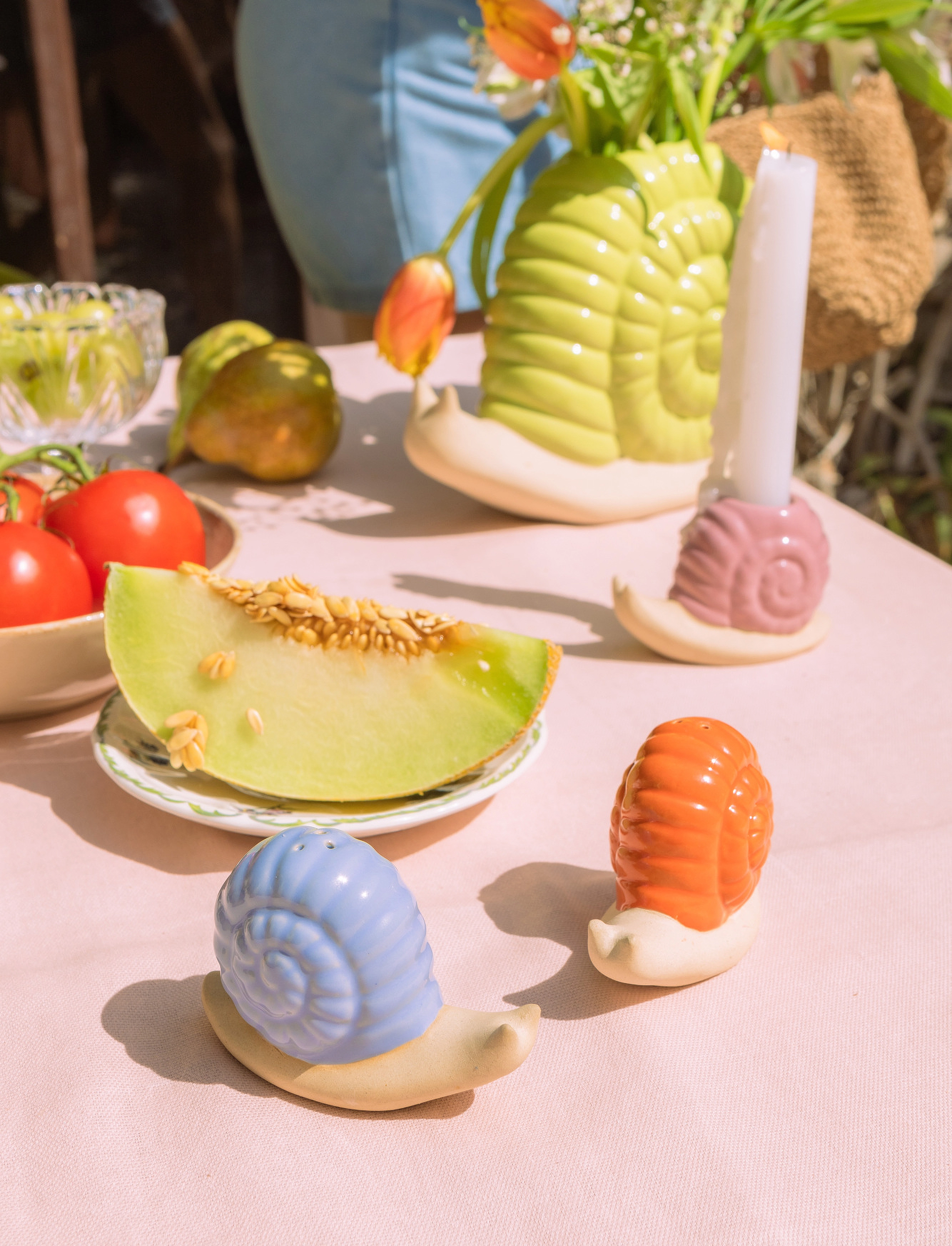 DOIY - Salt & pepper shakers - Woodland - Snail - lilac / orange - 4