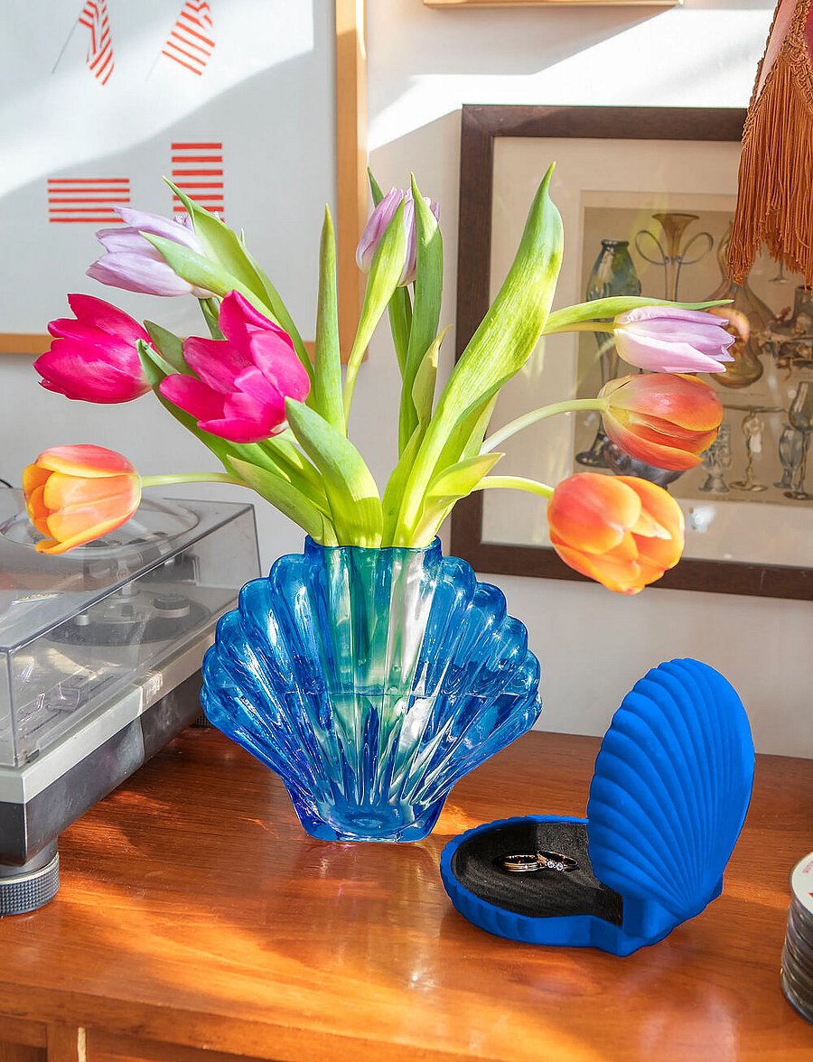 DOIY - Vase, Shell - vasen - blue - 4