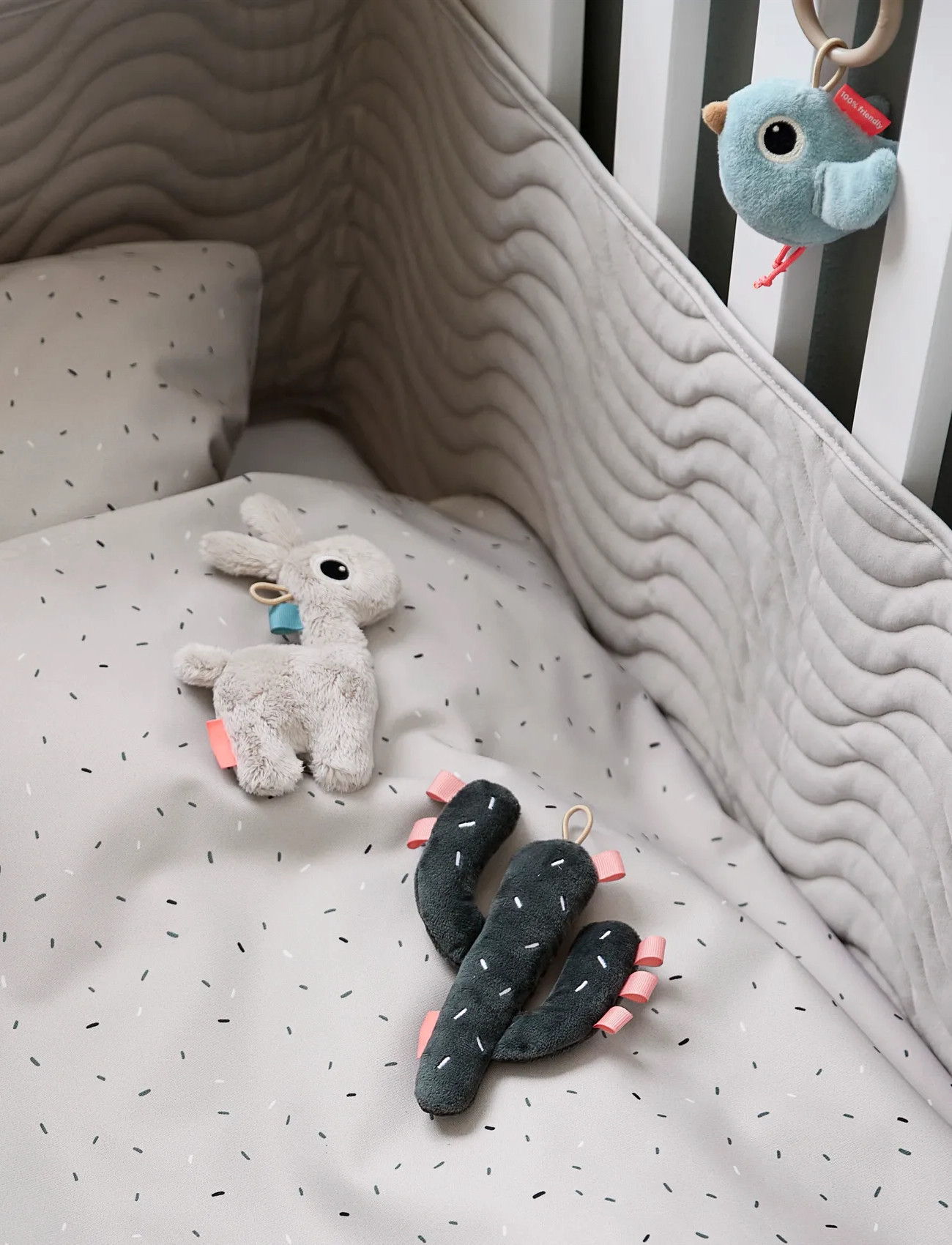 Quilted Bed Bumper M/Bindebånd Waves Sand
