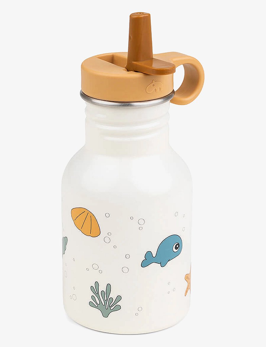 Done by Deer - Metal bottle Sea friends Beige 350 ml - babyflessen - beige - 0