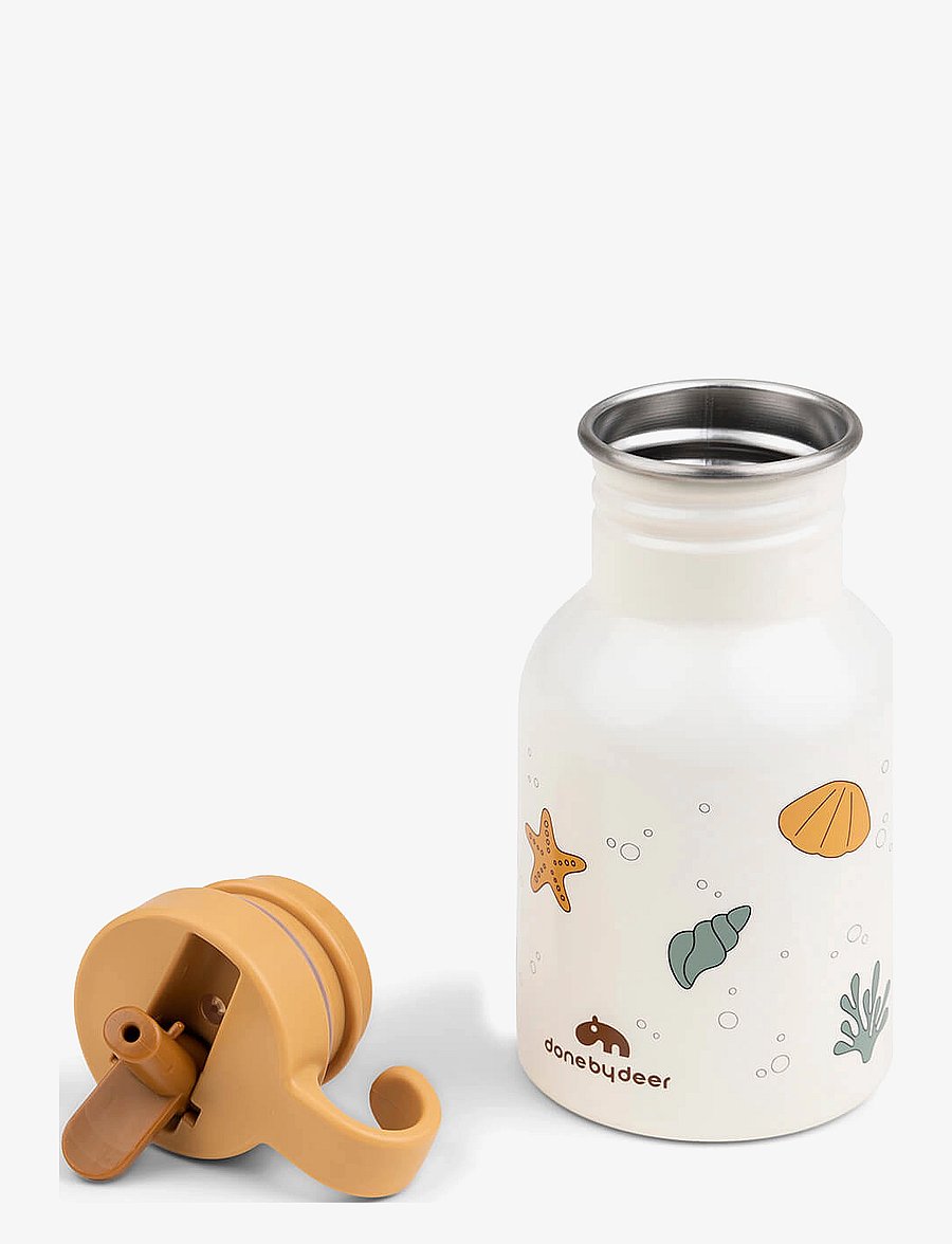 Done by Deer - Metal bottle Sea friends Beige 350 ml - babyflessen - beige - 2