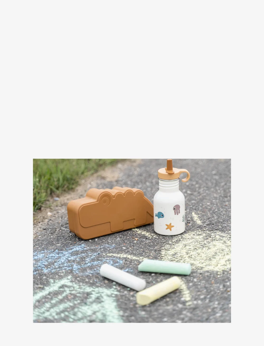 Done by Deer - Metal bottle Sea friends Beige 350 ml - babyflaschen - beige - 3