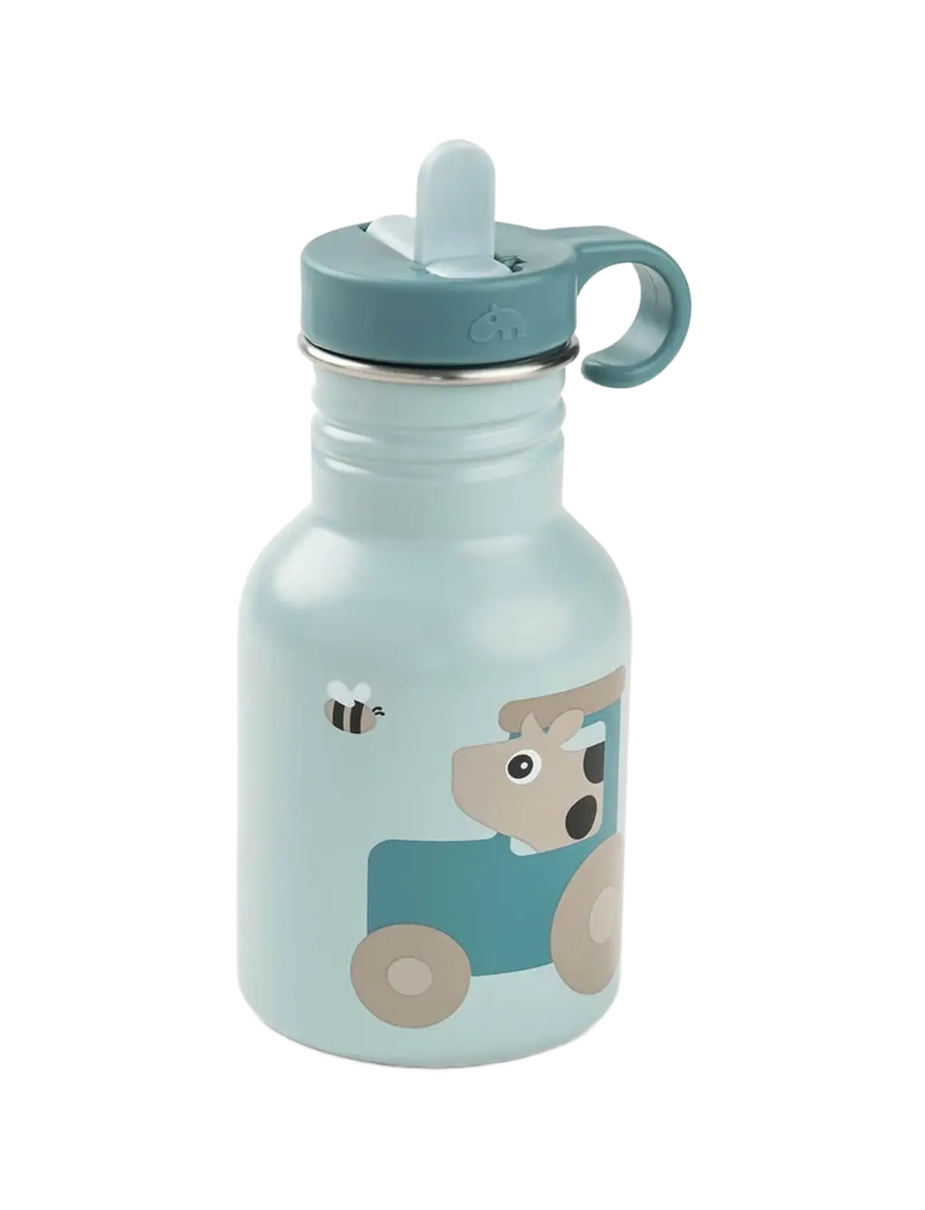 Done by Deer Metal Bottle Tiny Farm Blue 350 Ml, Meal Time, Blå, Str: Ø7X H 15CM